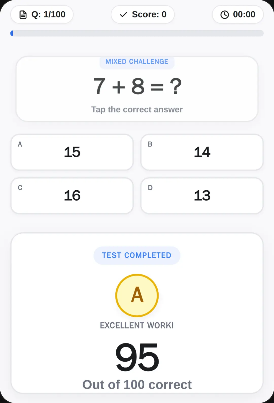 100 Math Test cover