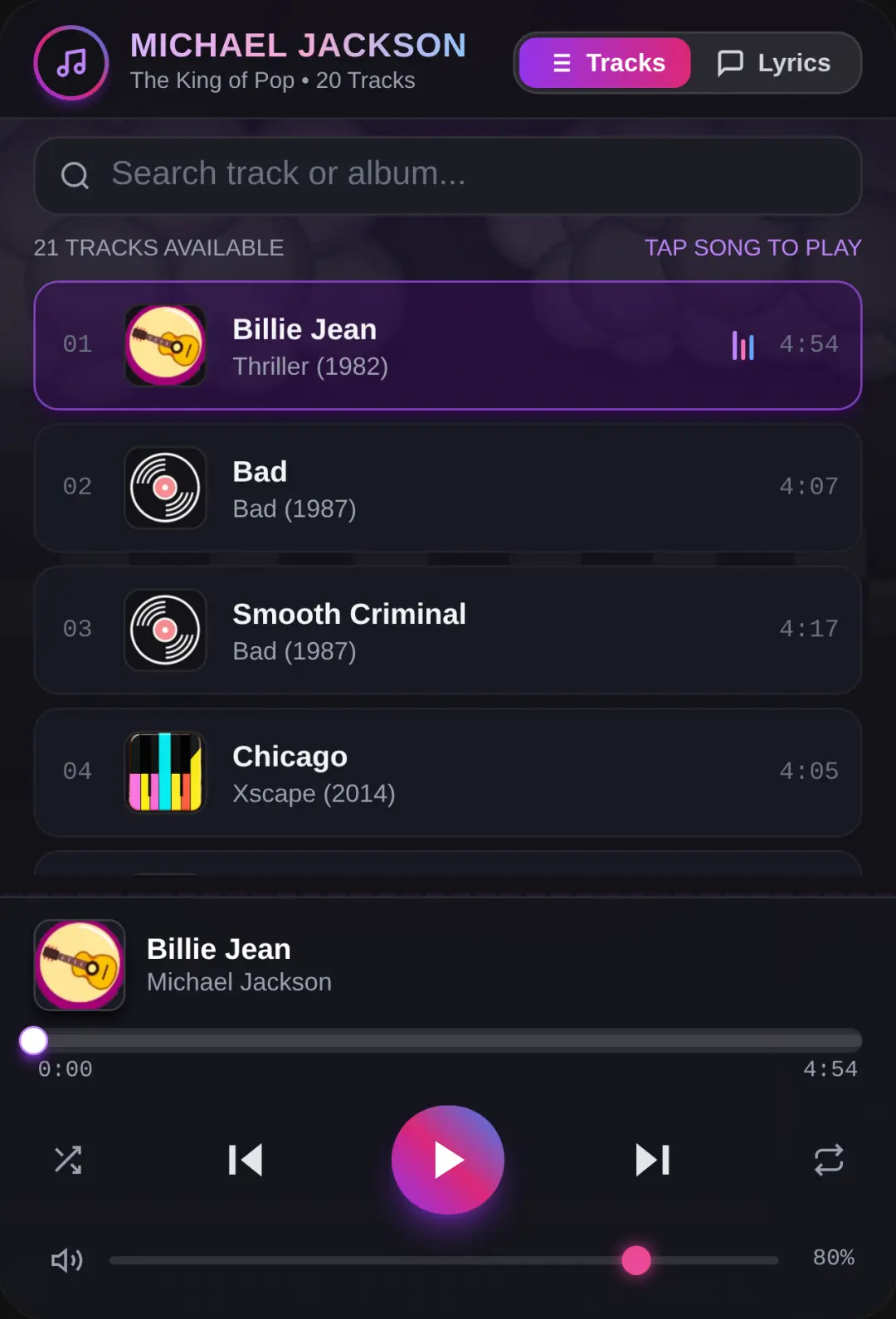 Michael Jackson Music Player cover