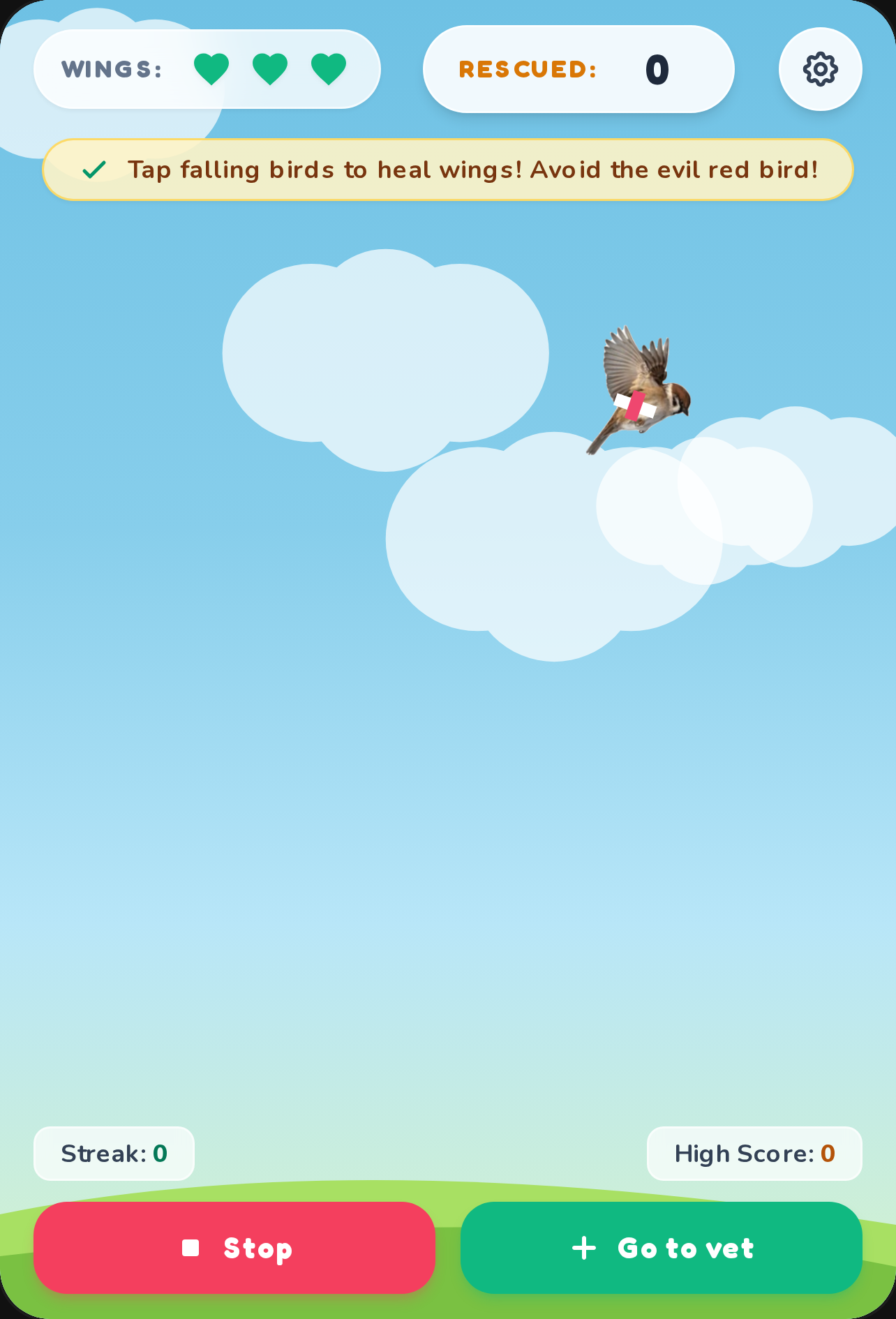 Bird Rescue if the birds gone just click the go to get sorry its cannot be fixed a litte cover