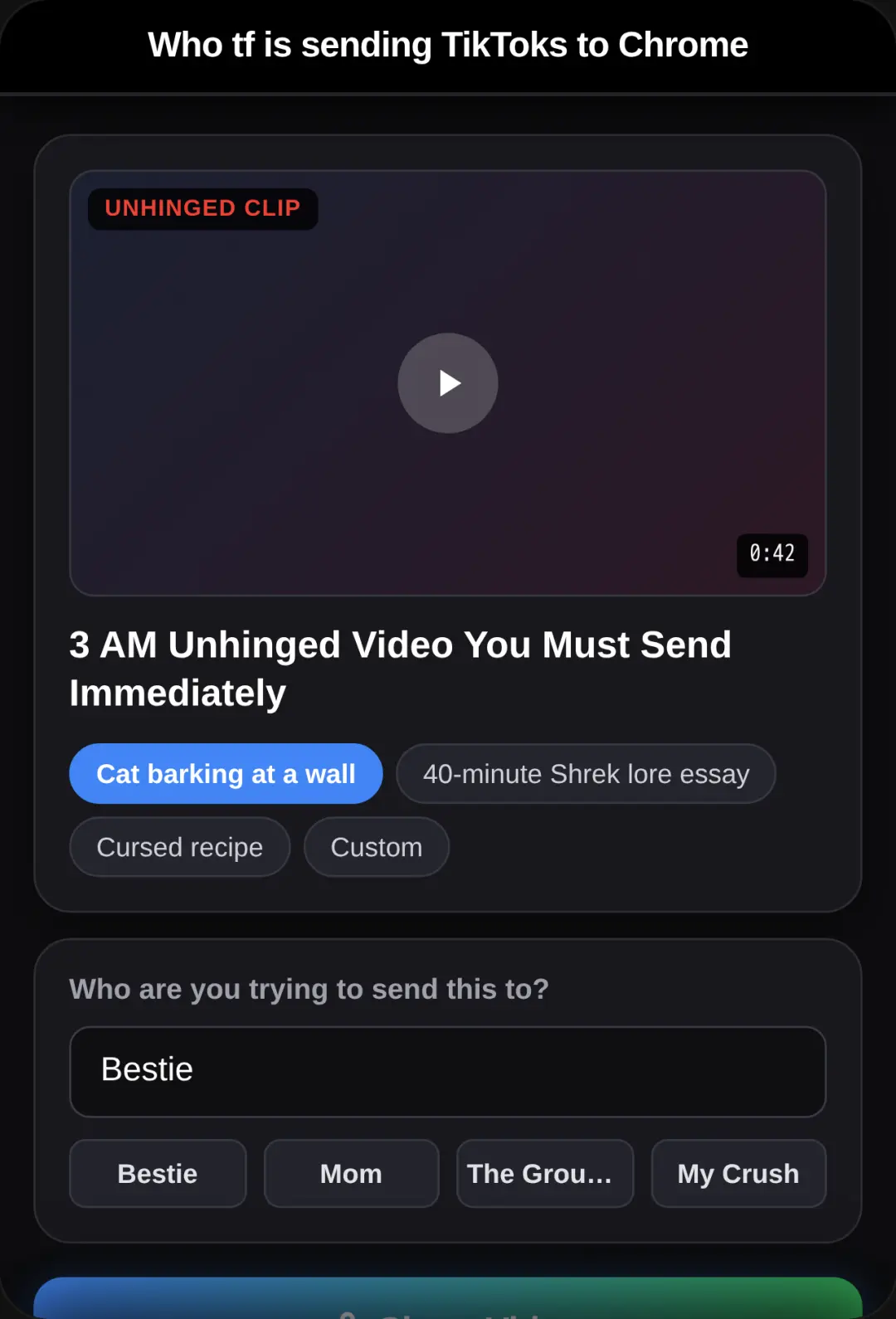 Who tf is sending TikToks to Chrome cover