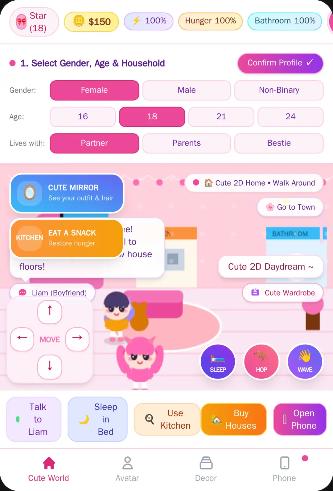 Cute 2D Kawaii Life & Phone Simulator - Houses, Sleep, Decor & TikTok cover