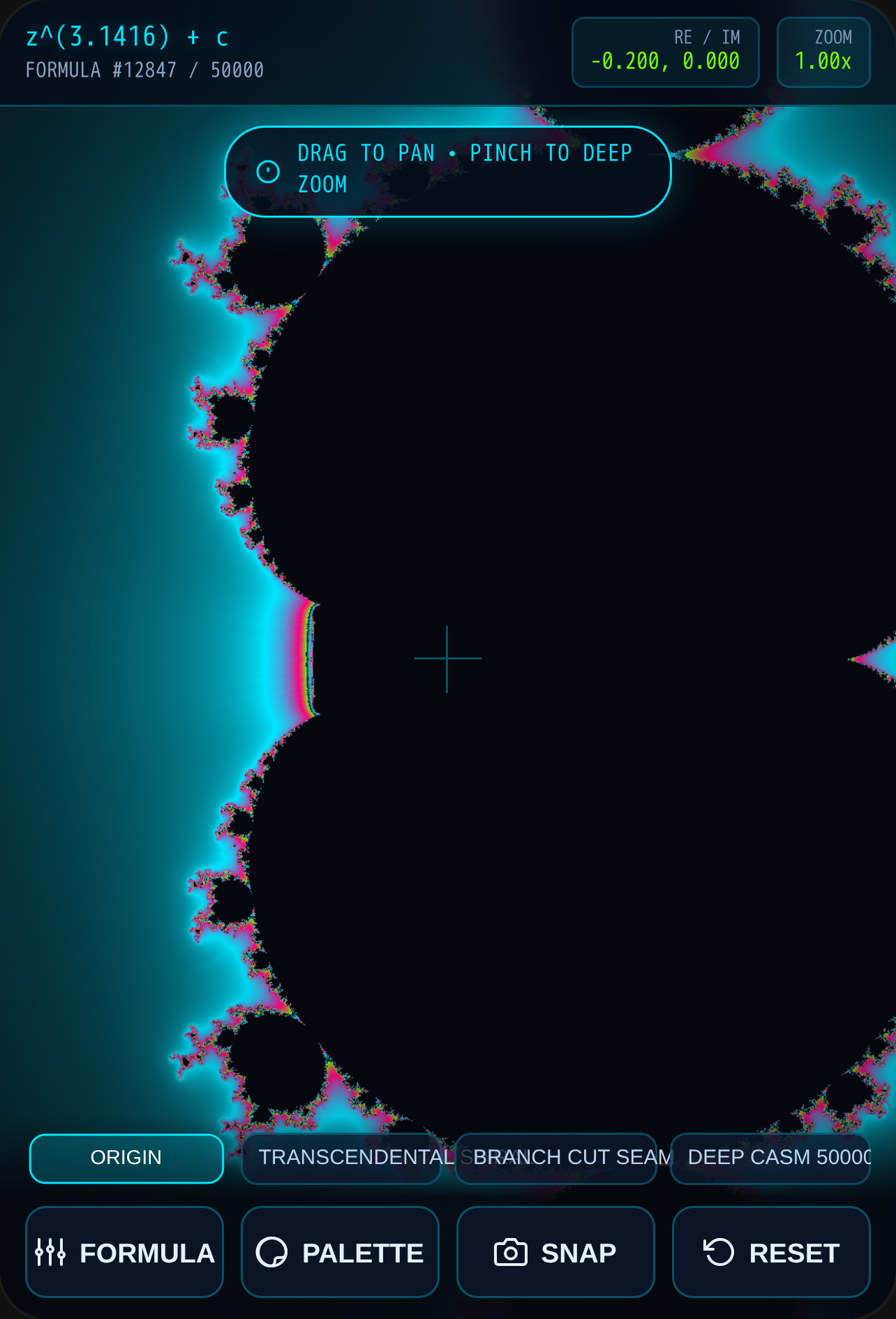Transcendental z^pi+c Fractal Explorer cover