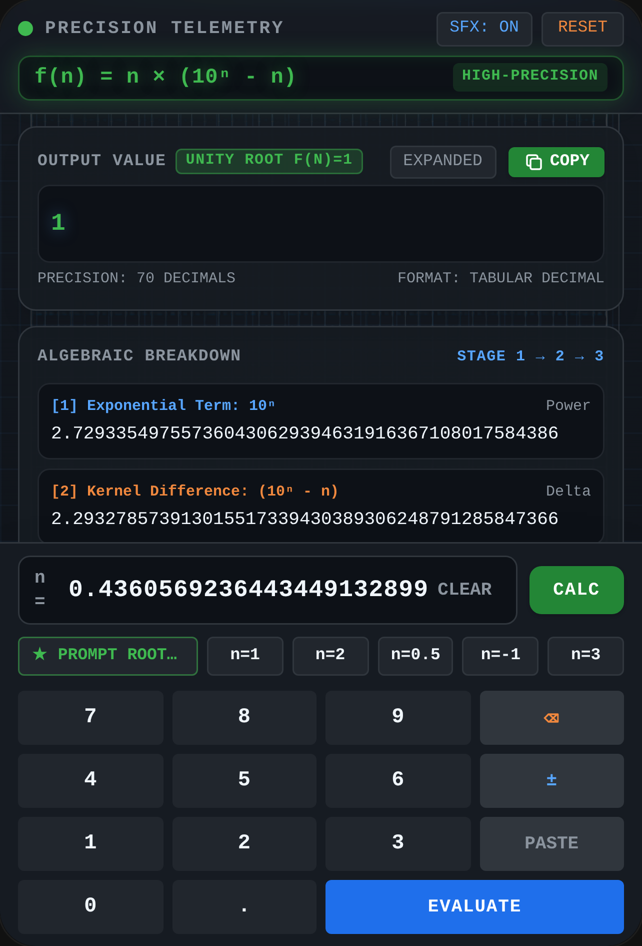 Telemetry Precision Calculator: n × (10ⁿ - n) cover