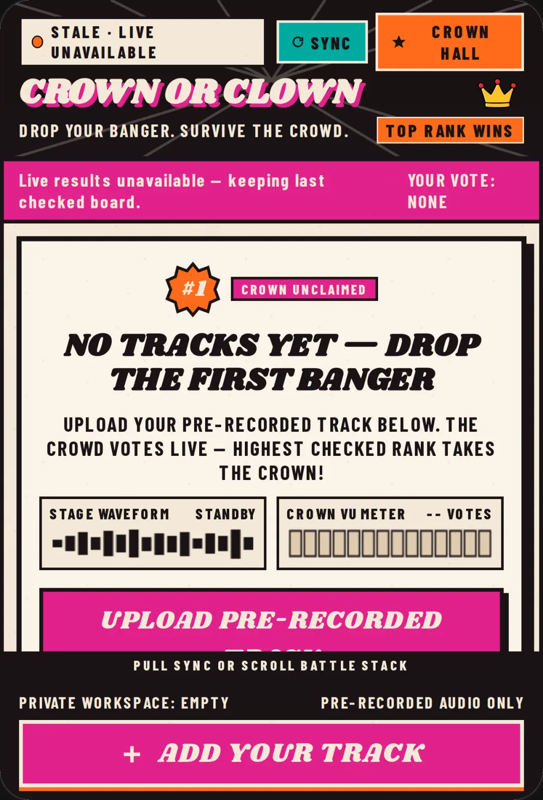 CROWN OR CLOWN · Live Track Battle cover