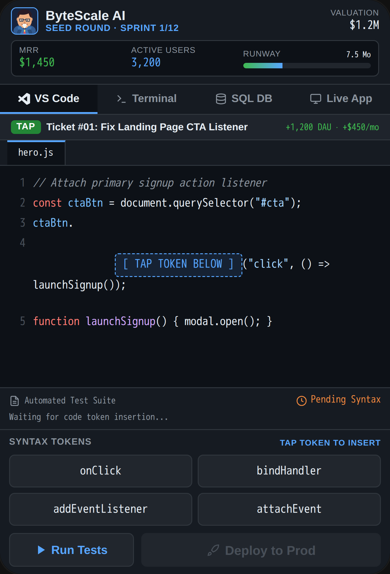 CodeStartup — Real Tech Stack Simulator cover