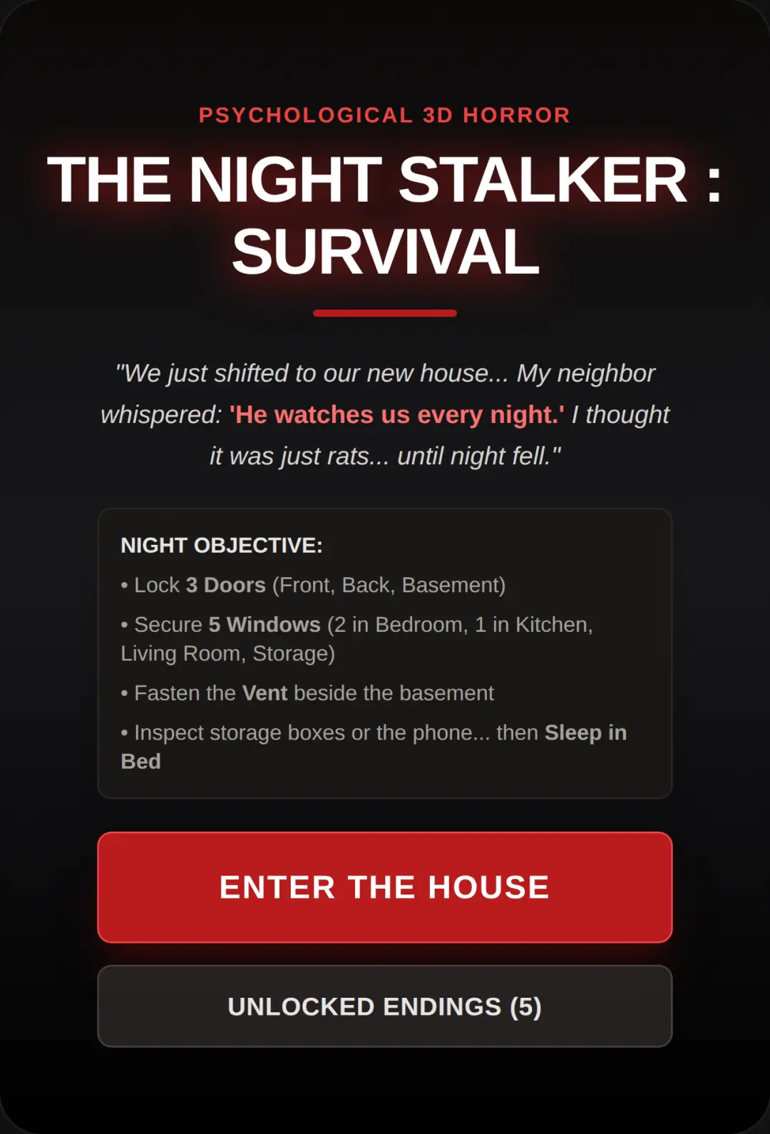The Night Stalker : survival cover