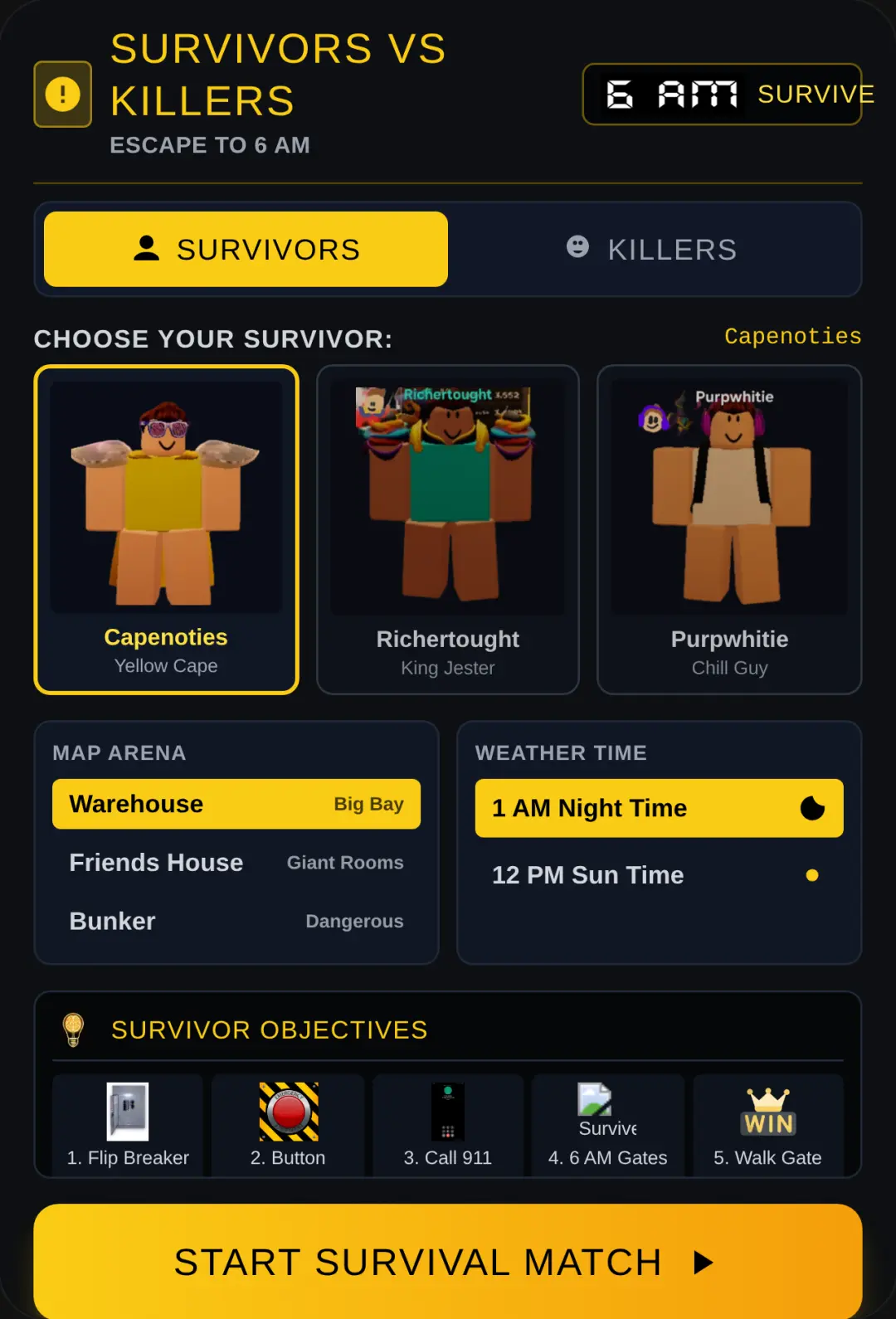 Survivors vs Killers: Escape to 6 AM cover