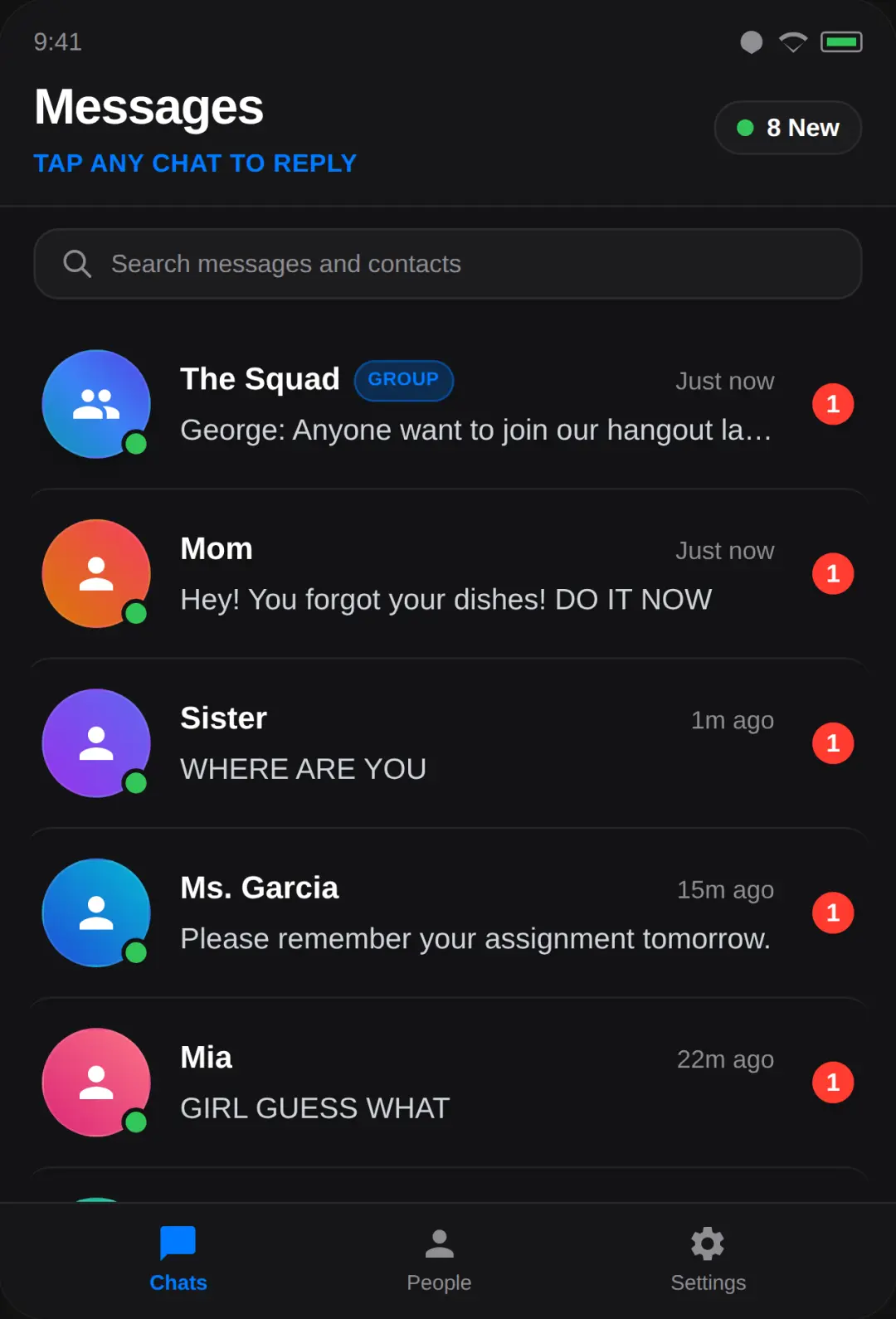Messenger App📲📞 Reminders • Can speak Different Languages • Naturally Responding • It was kind of hard to make😅 • Added a group chat cover