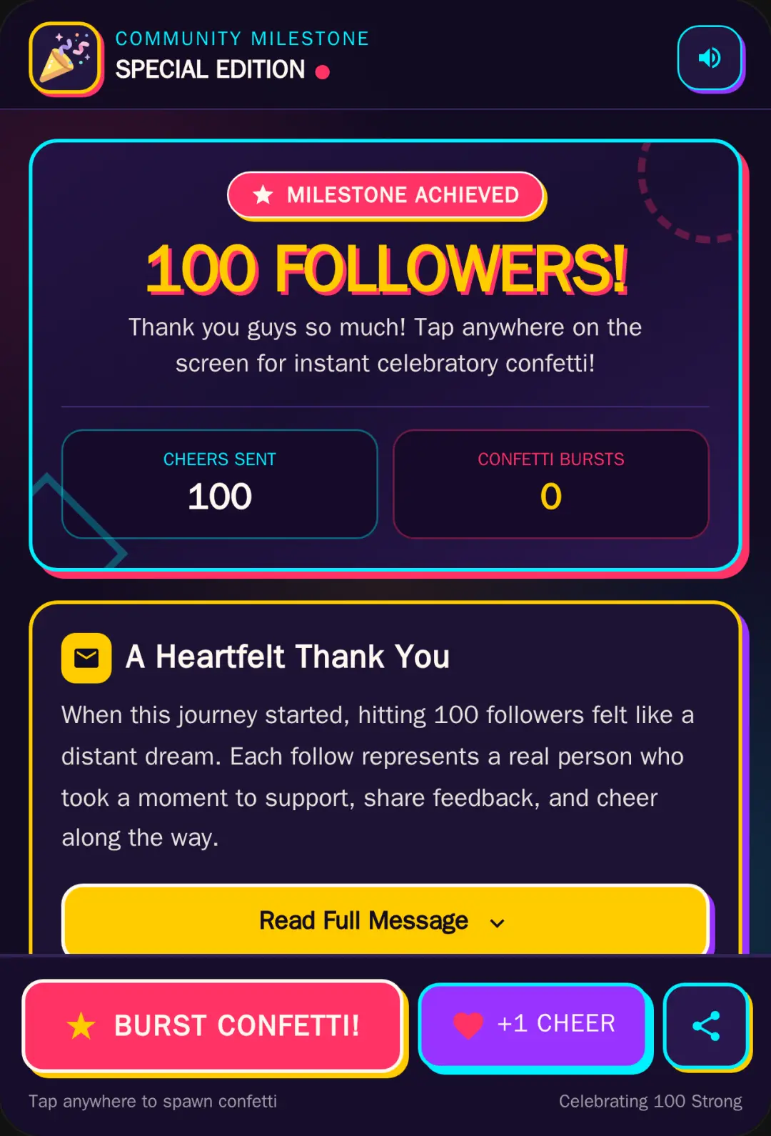 100 Followers Celebration cover