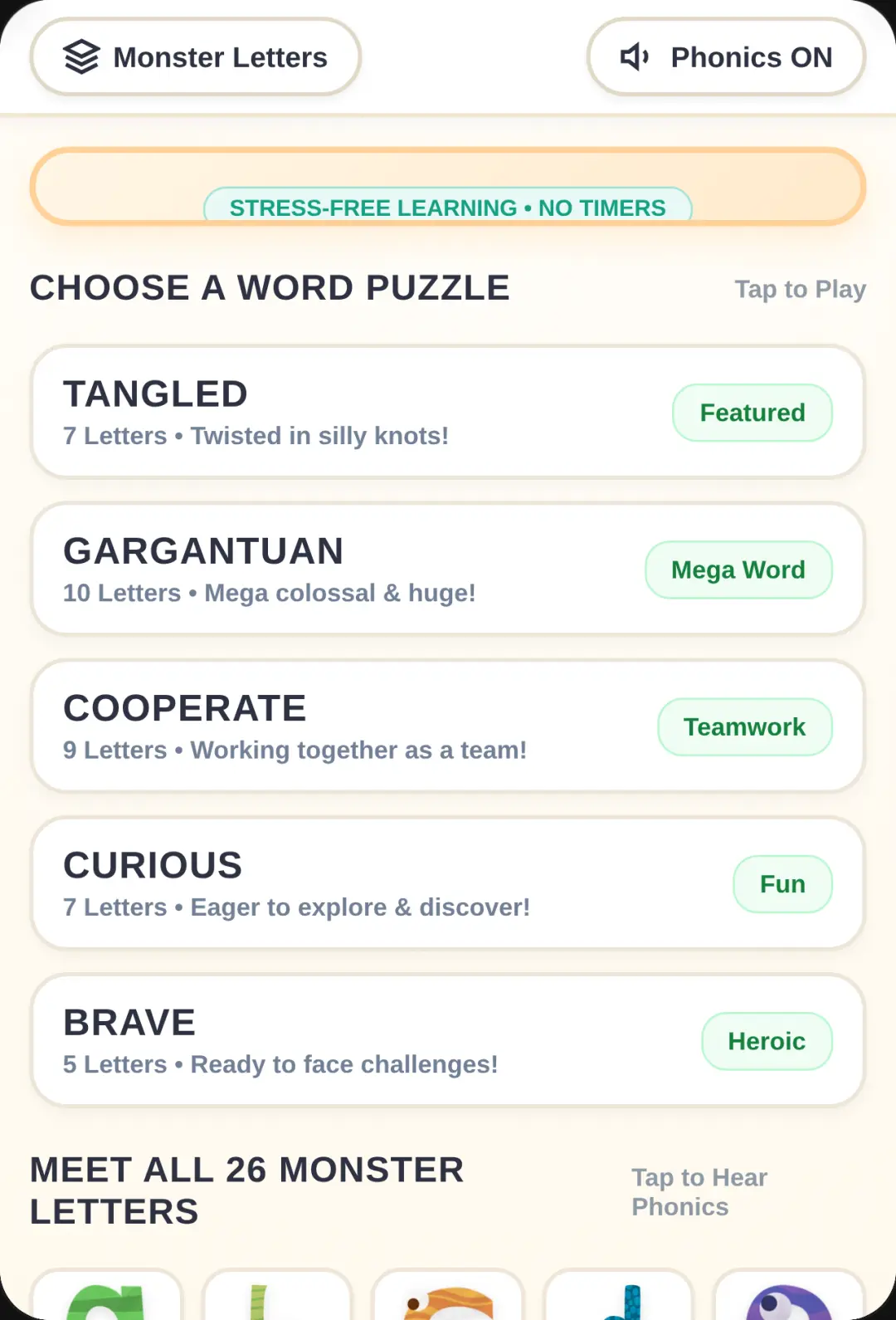 Monster Word Puzzles cover