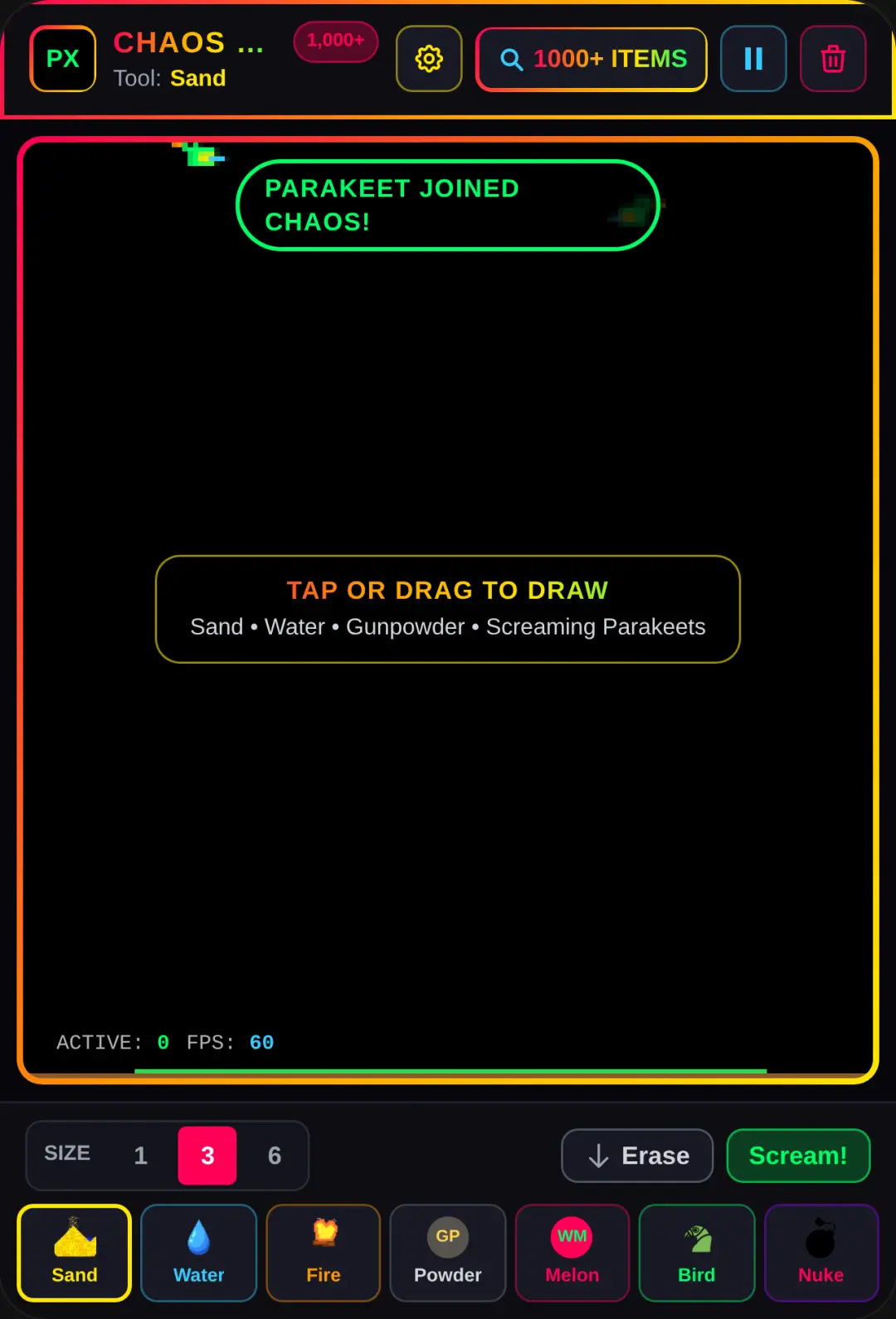 Elemental Sandbox: Parakeet Chaos cover