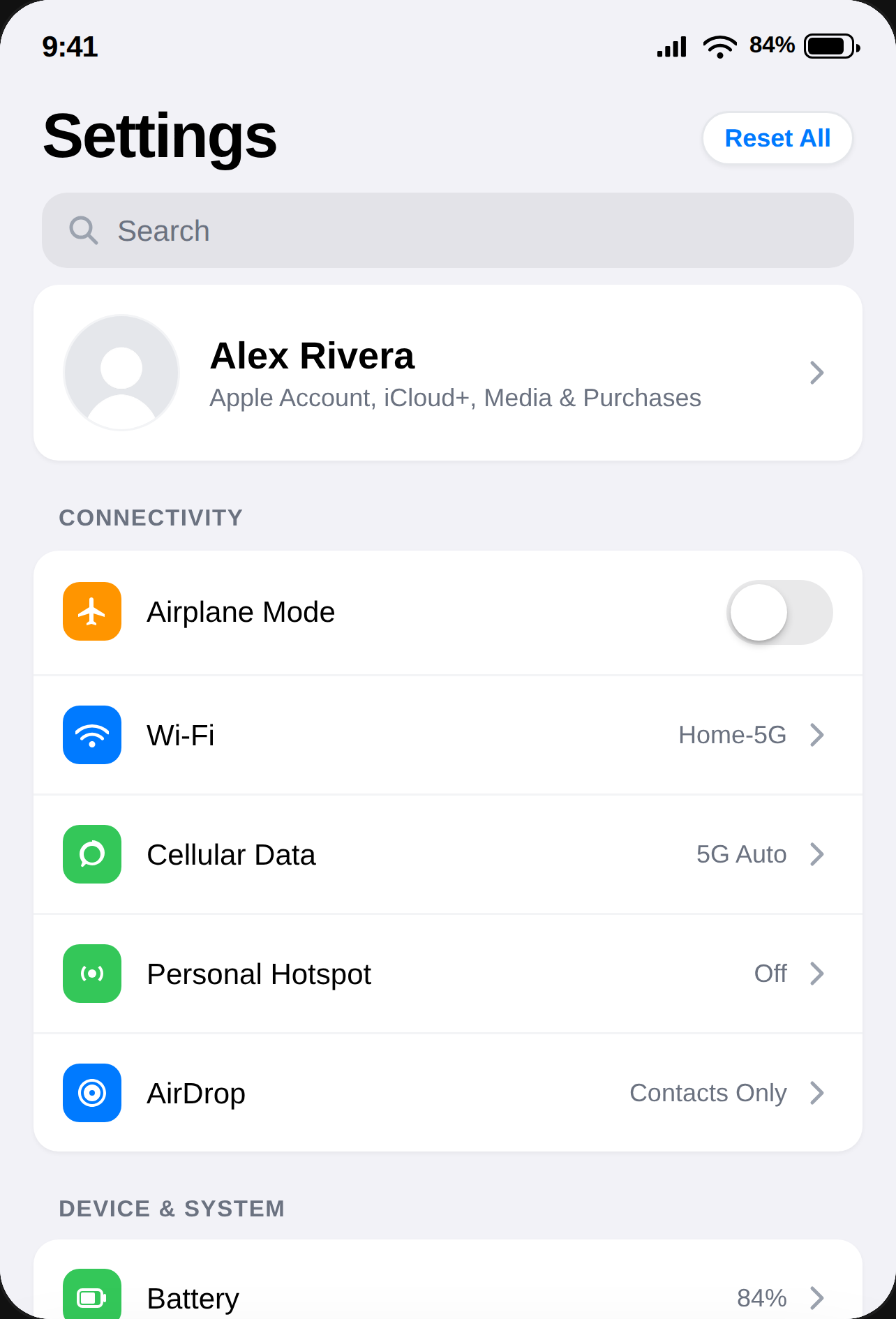 Settings cover