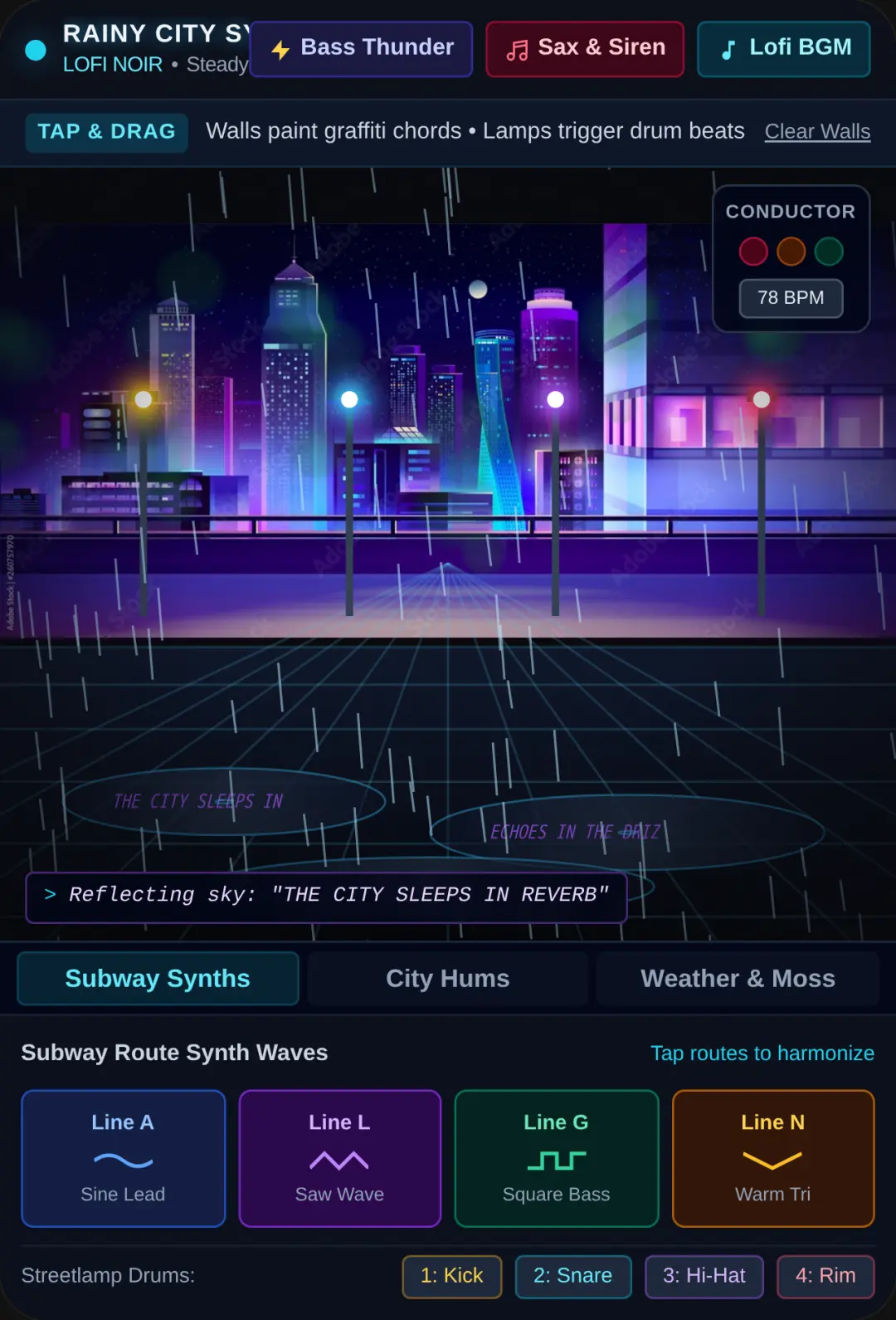 Neon Rain Symphony — Lofi City Synthesizer cover
