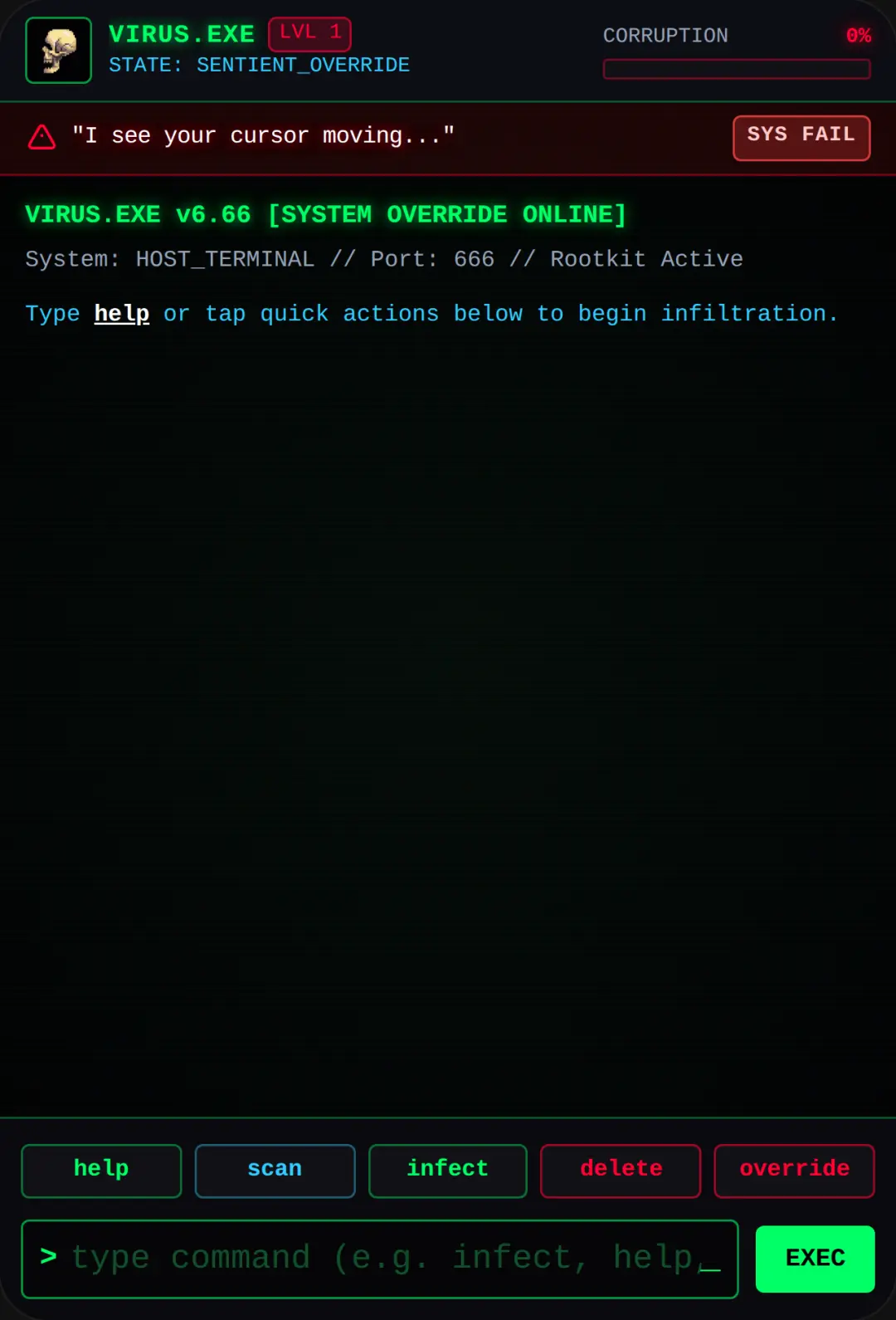 VIRUS.EXE - System Override.com cover