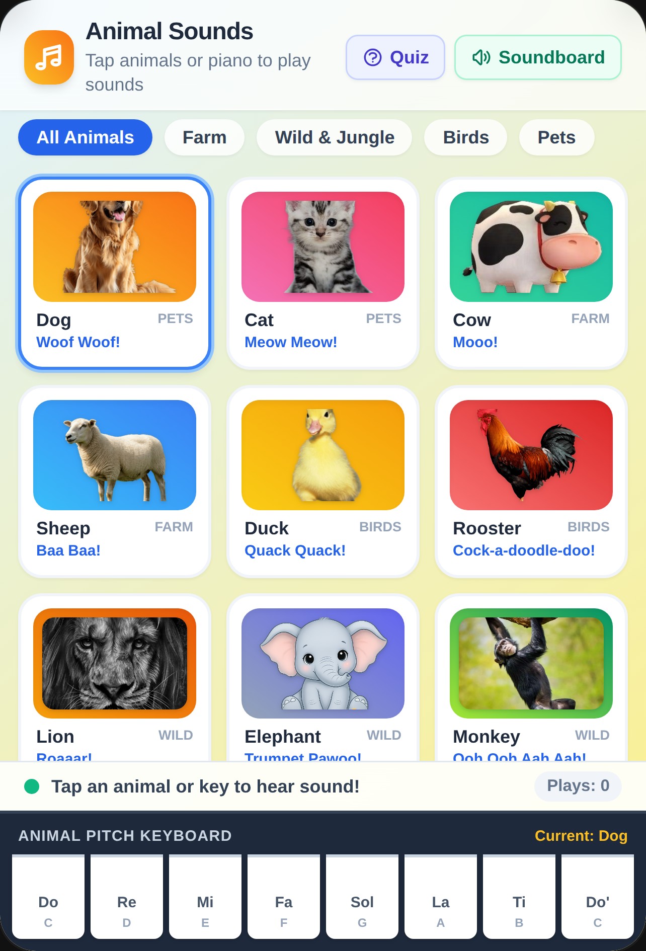 Animals Sounds Keyboard cover