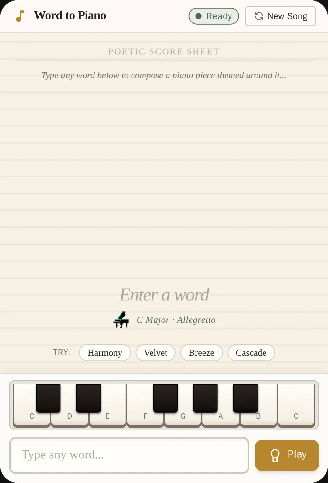 Word to Piano cover