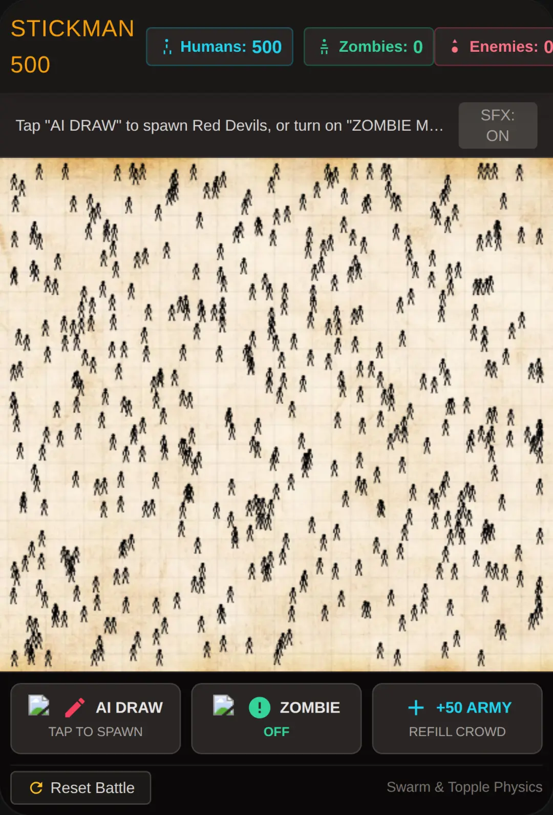 500 Stickman Battle Simulator cover