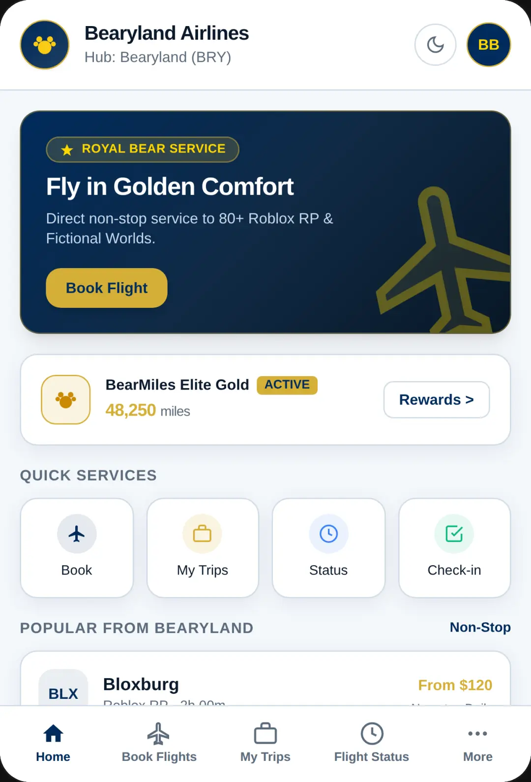 Bearyland Airlines - Airline Booking App cover
