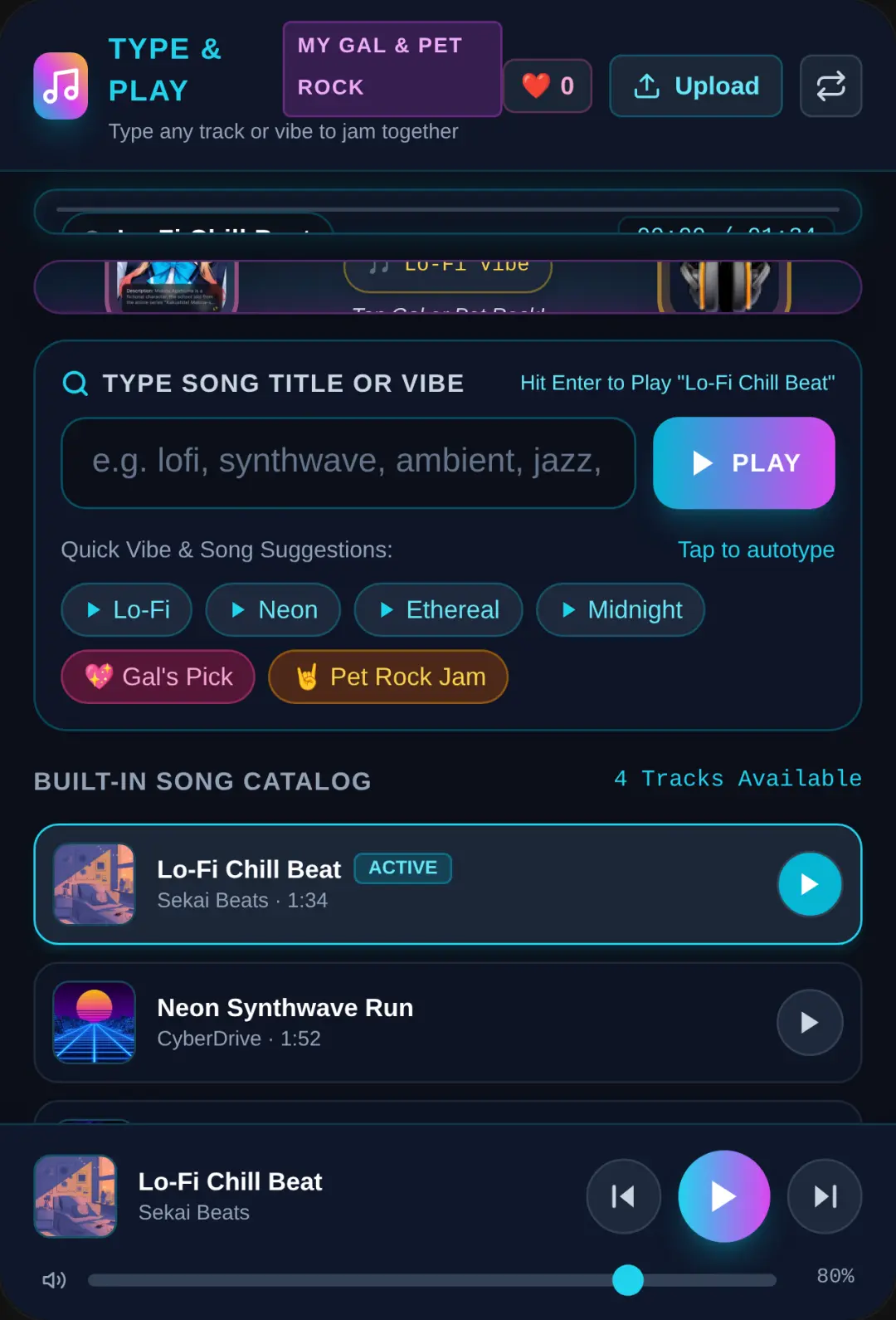Type & Play — Pet Rock & Gal Music Console horror cover