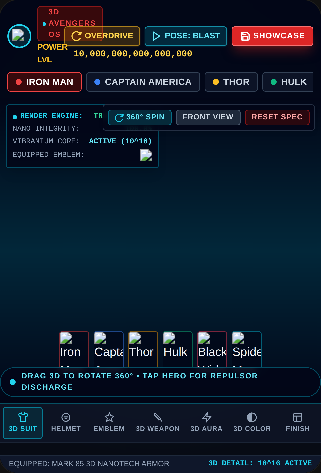 Avengers 3D Armor Lab - Level 10^16 Customizer cover