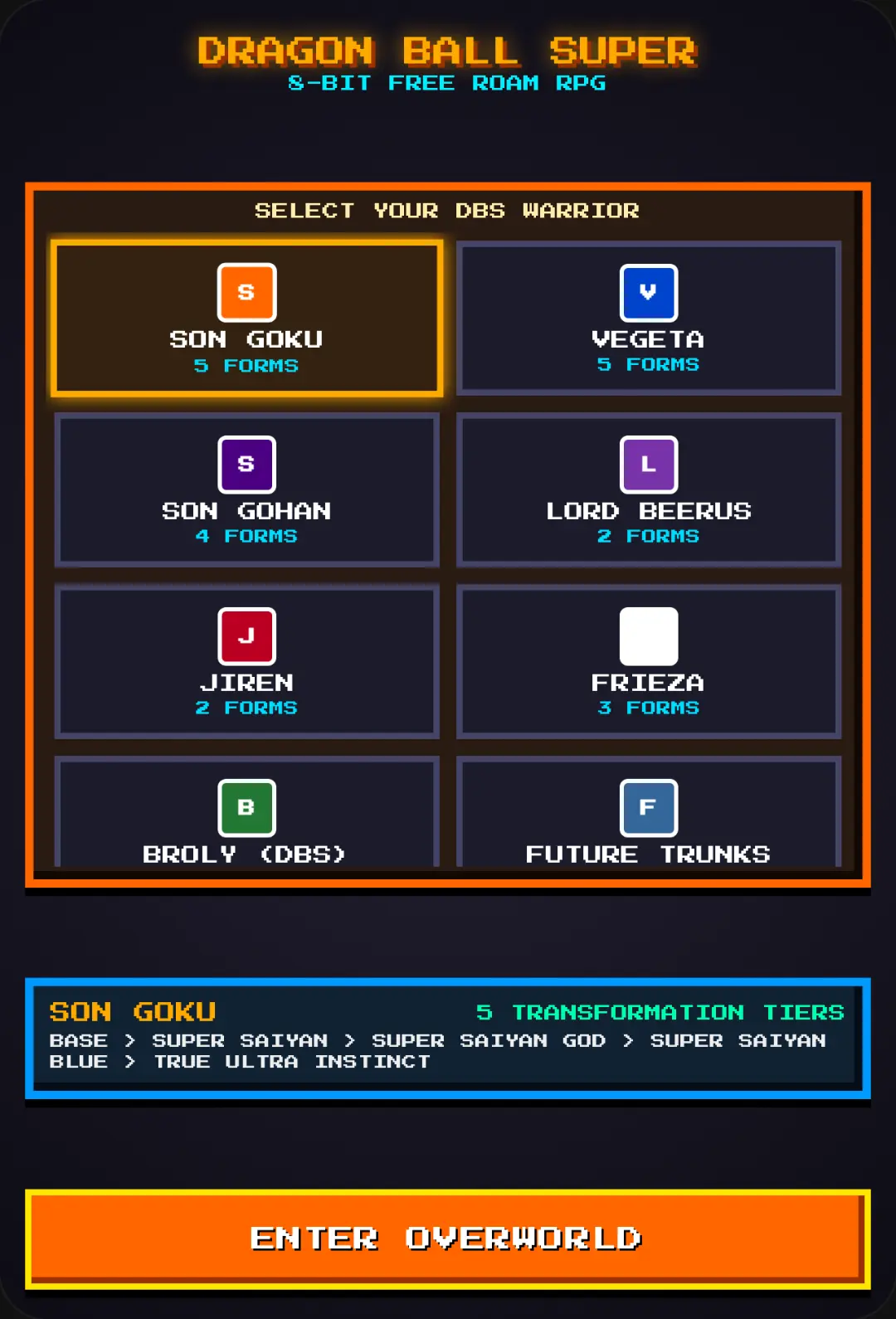 Dragon Ball Super: 8-Bit Free Roam RPG cover