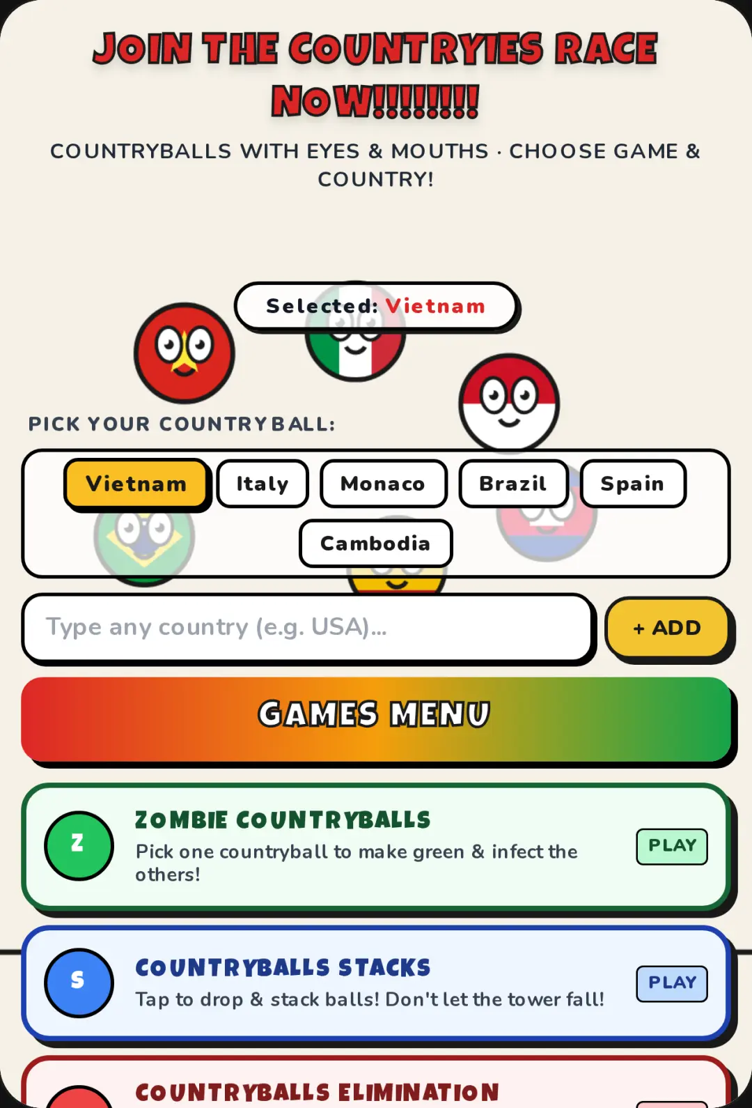 JOIN THE COUNTRYIES RACE NOW!!!!!!!! cover