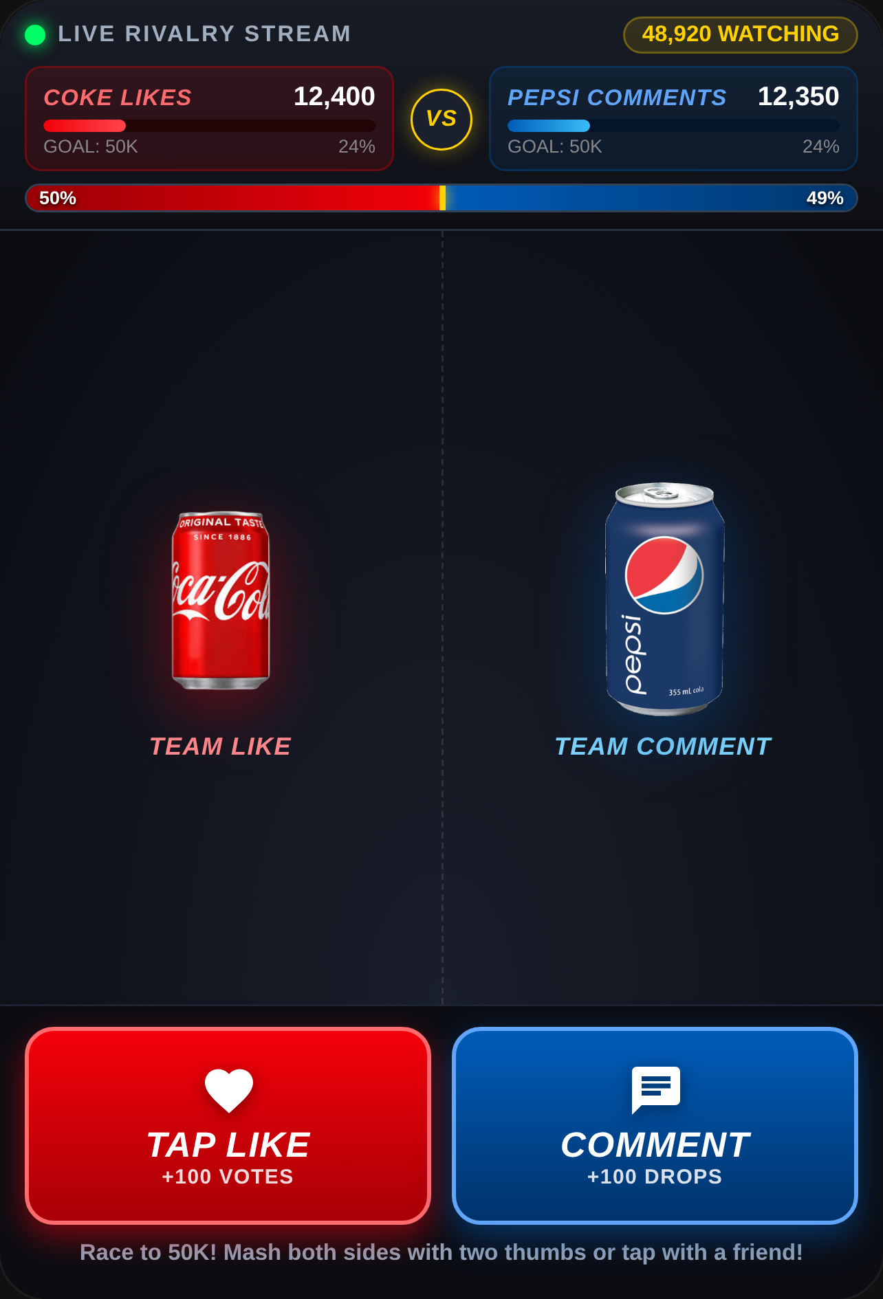 Coke vs Pepsi: 50K Live Battle cover