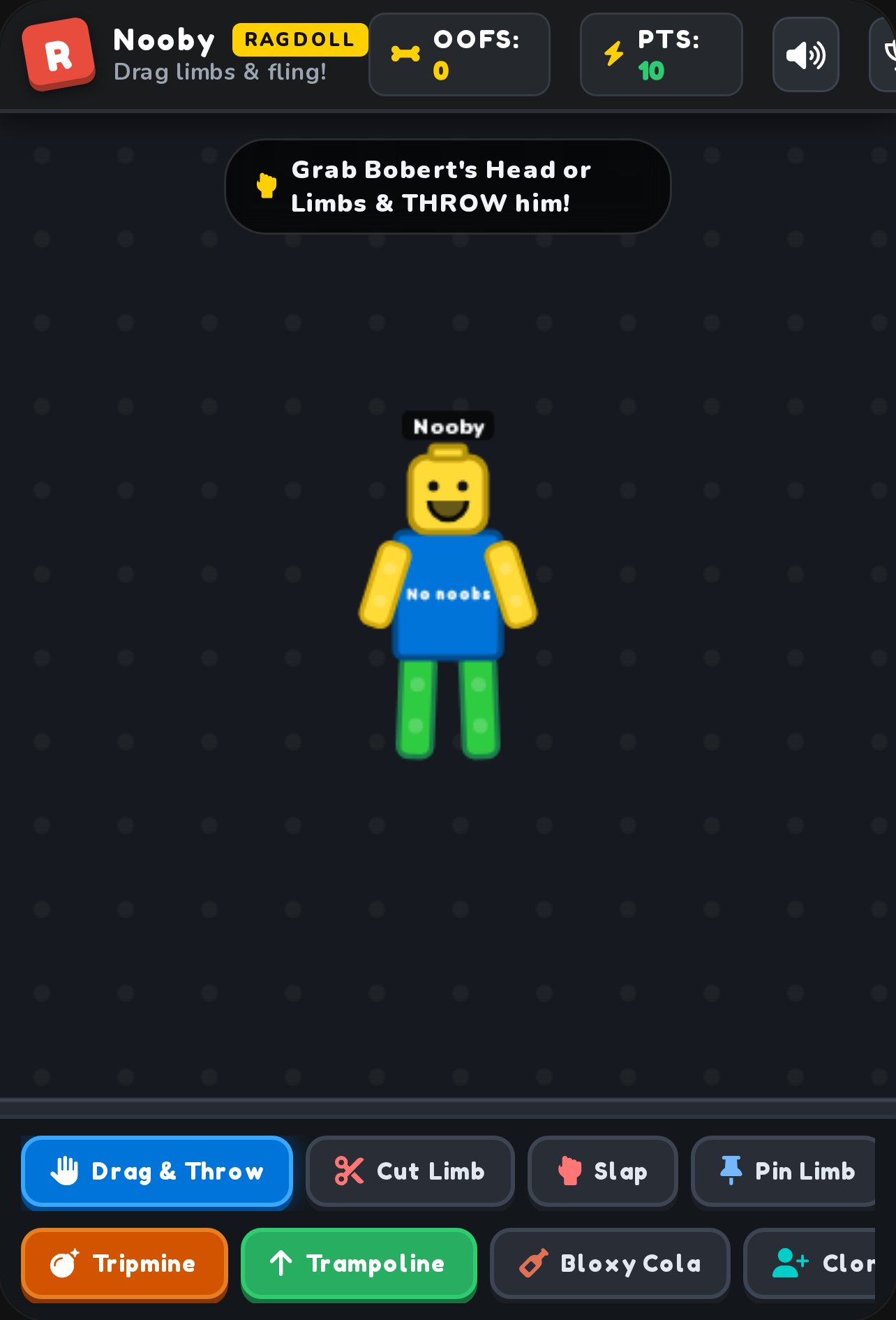 Roblox Noob Bobert 2D Ragdoll Sandbox cover