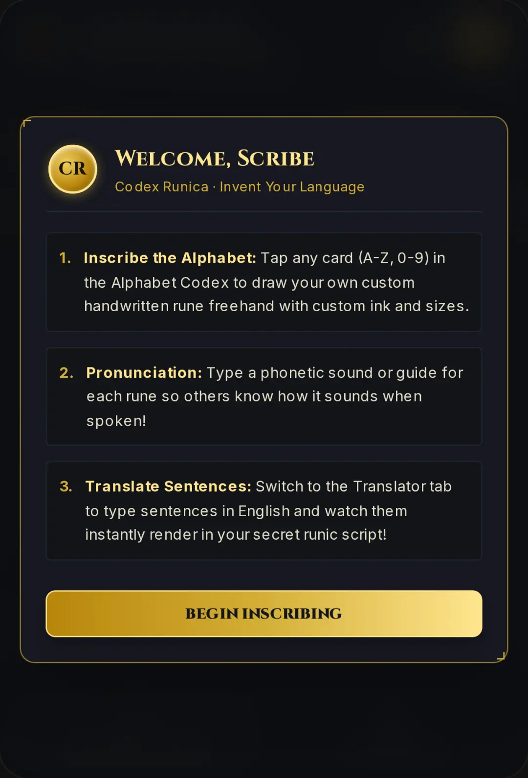 Codex Runica · Invent Your Language cover