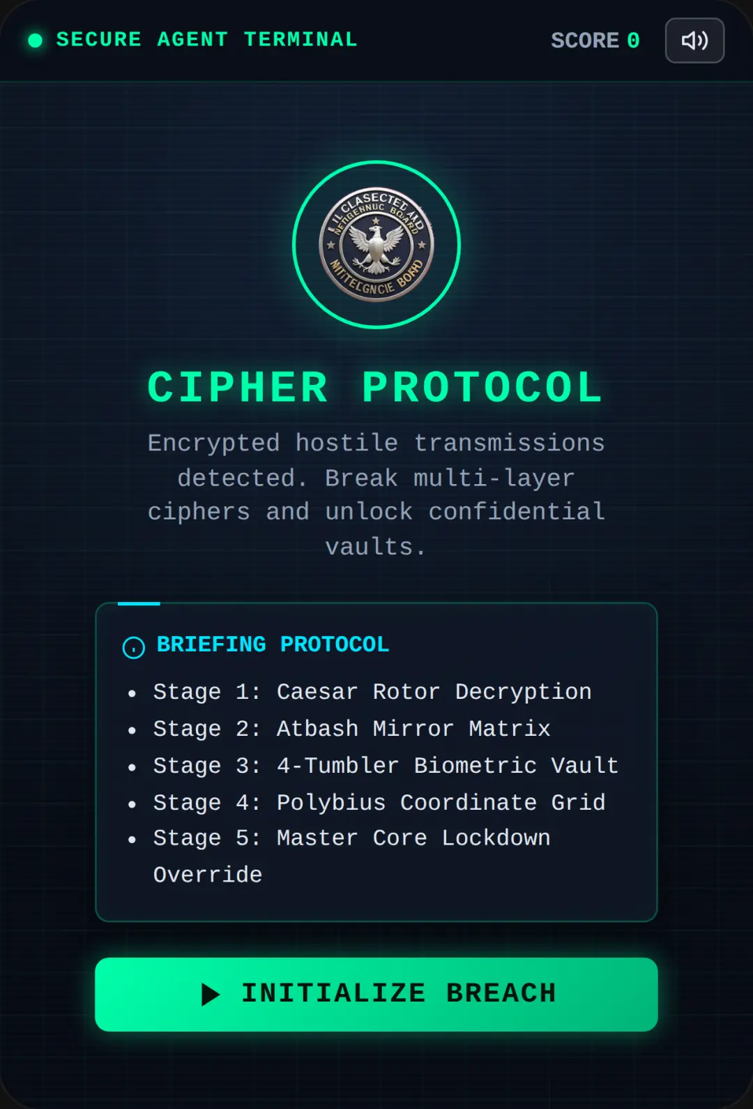 CIPHER PROTOCOL - Secret Code Breaker cover