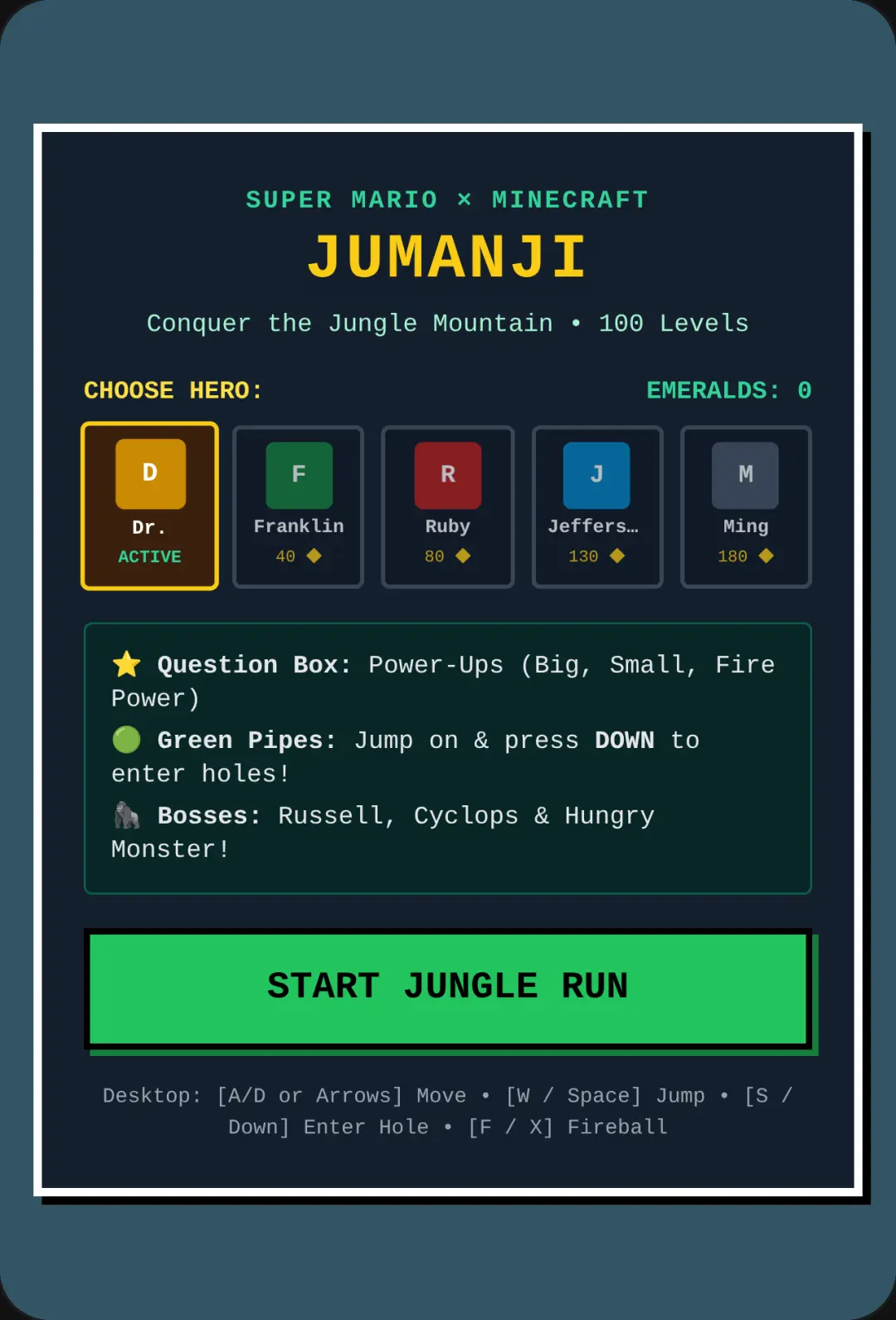 Jumanji: Welcome to the Jungle - Minecraft Edition cover