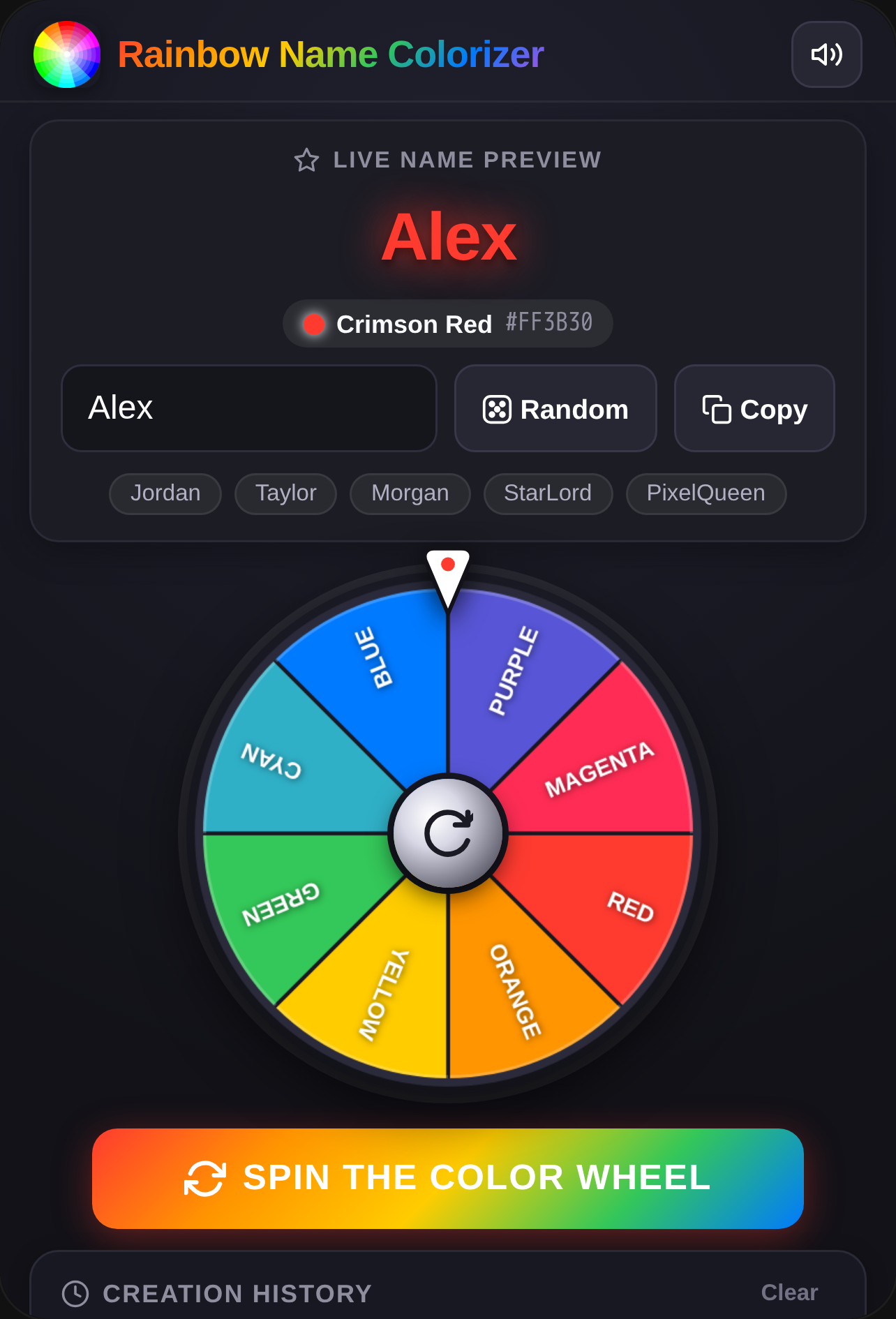 Rainbow Name Color Wheel cover