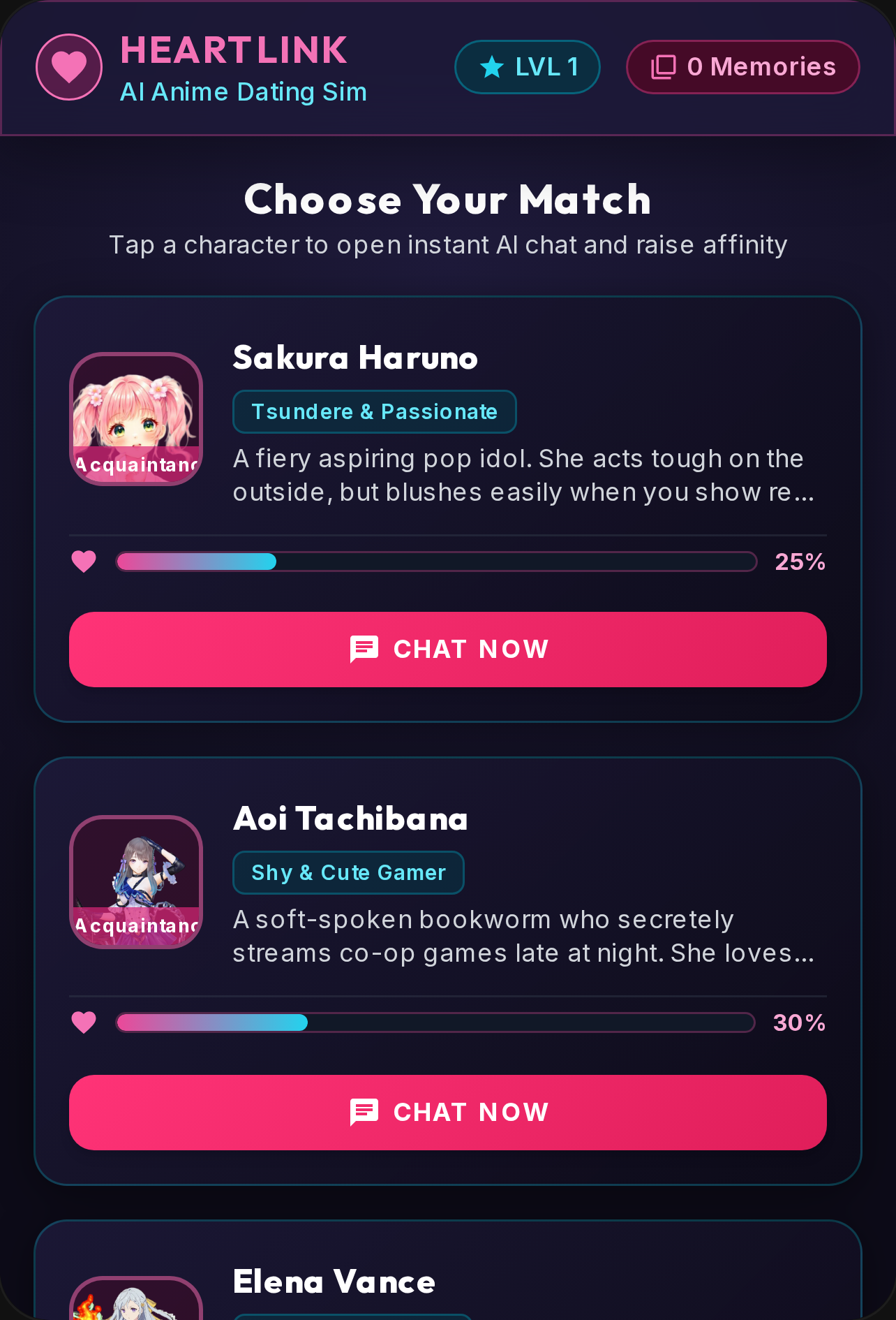 HeartLink - Anime Dating Sim AI cover