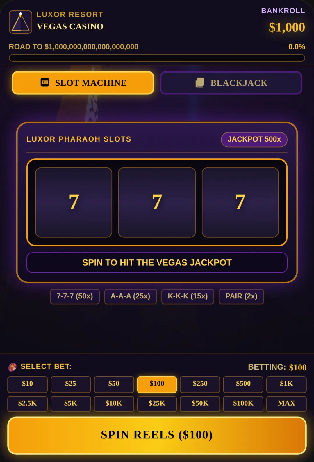 Luxor Vegas Millionaire cover