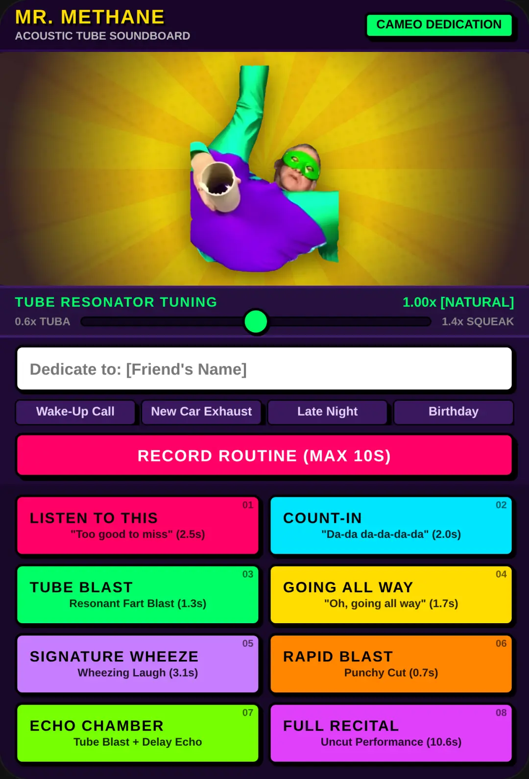 Mr. Methane Soundboard & Cameo Dedication cover