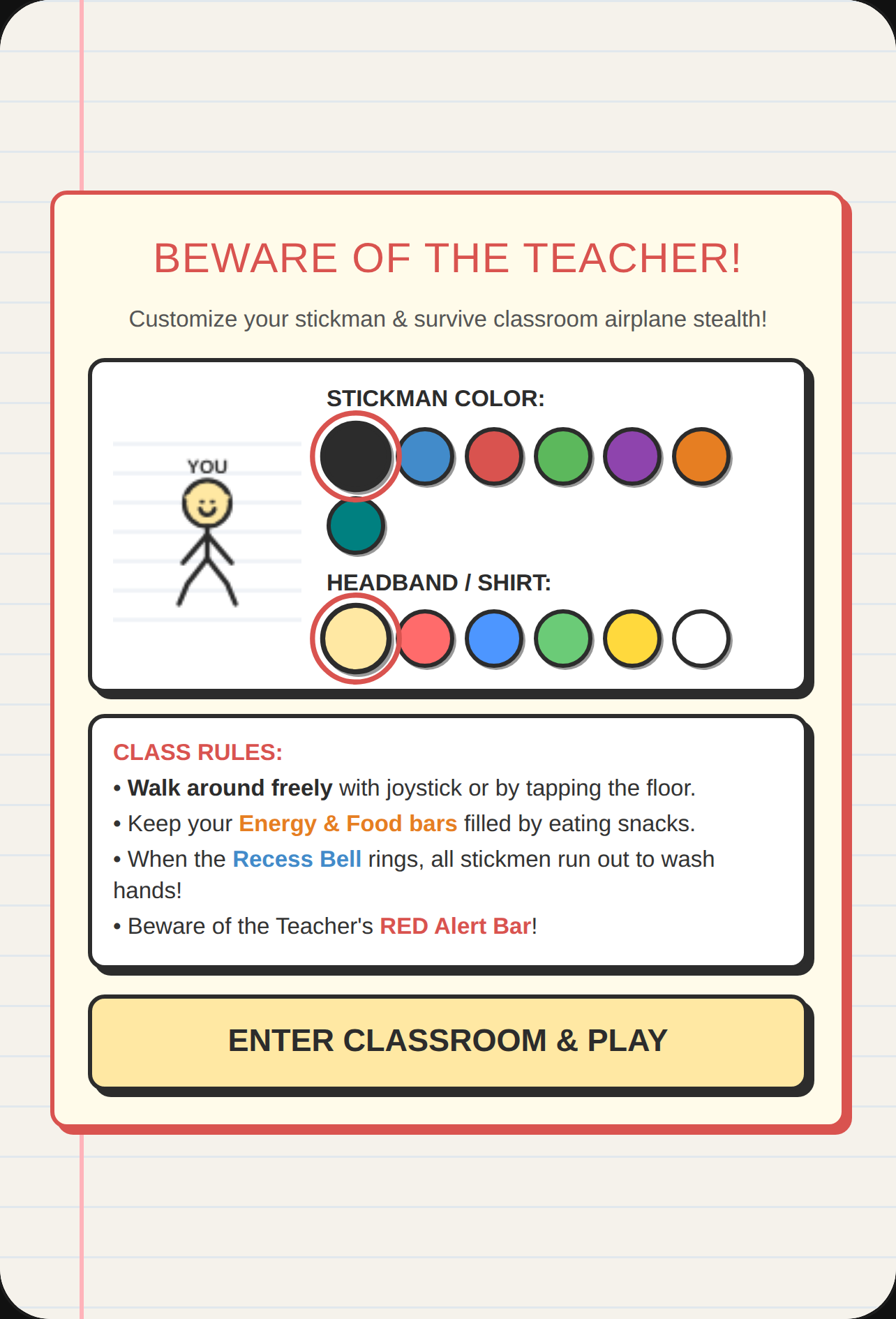 Classroom Stickman Paper Airplanes cover