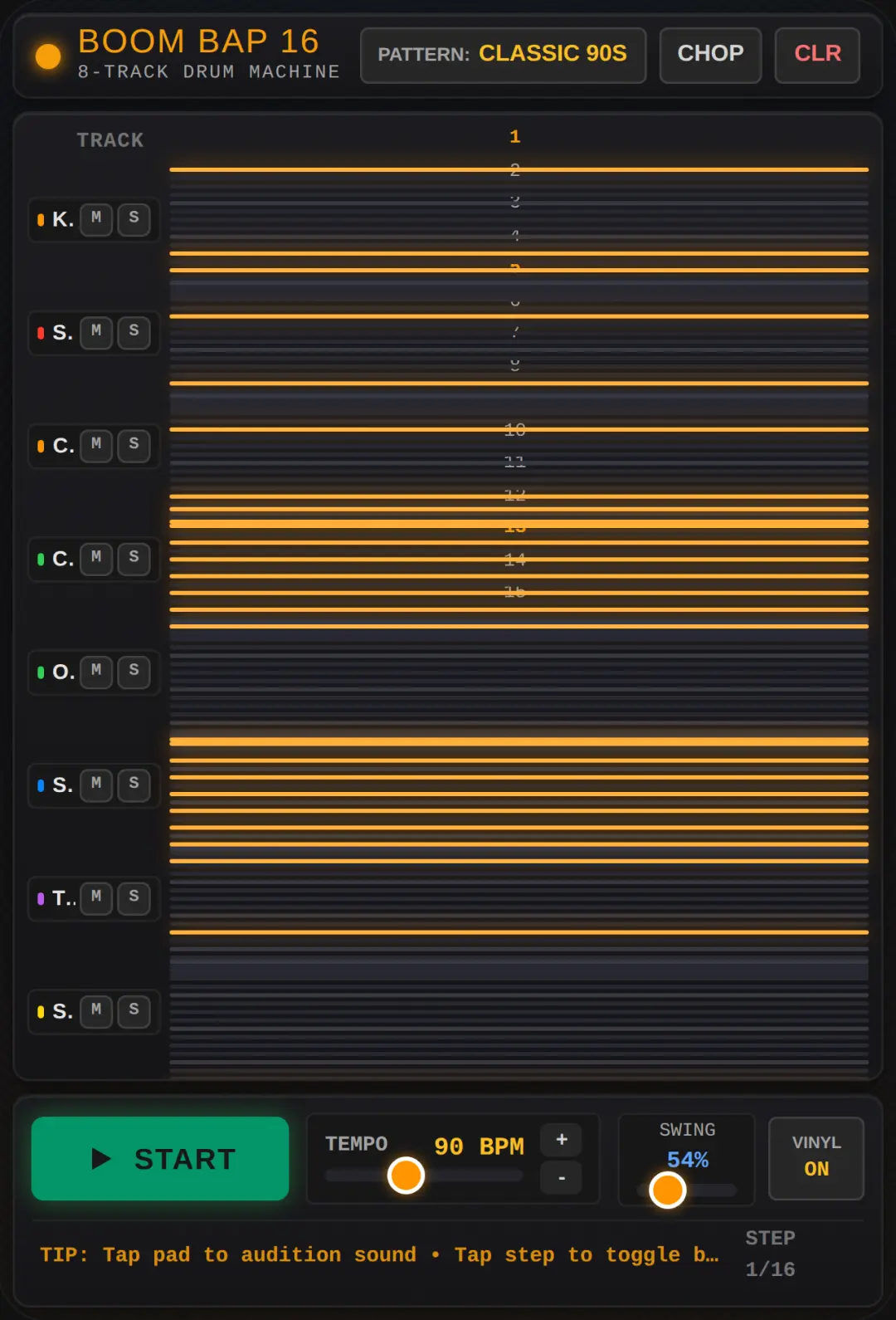 Boom Bap 16 - 8-Track Beat Sequencer cover