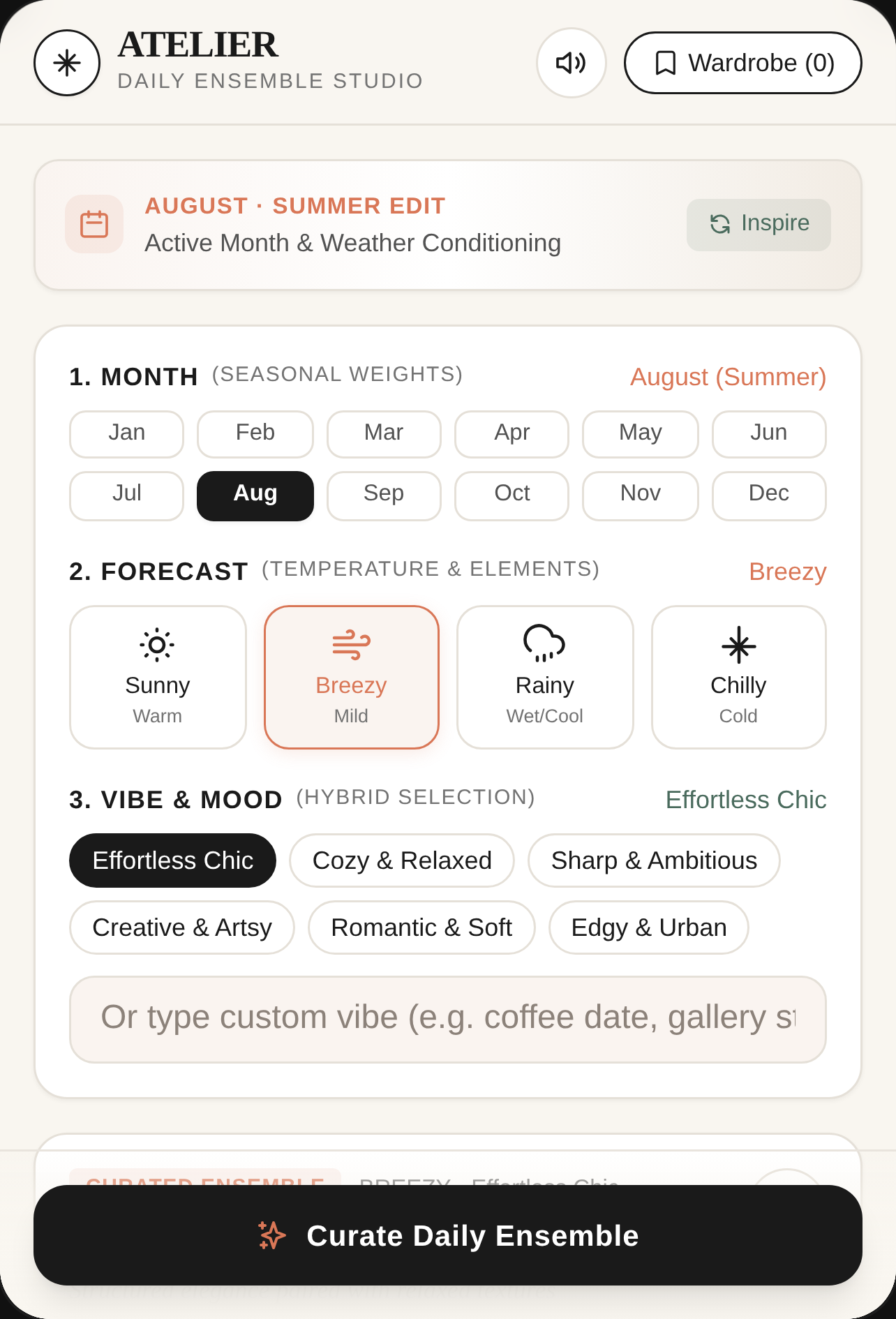 Atelier Ensemble — Mood & Weather Outfit Curat cover