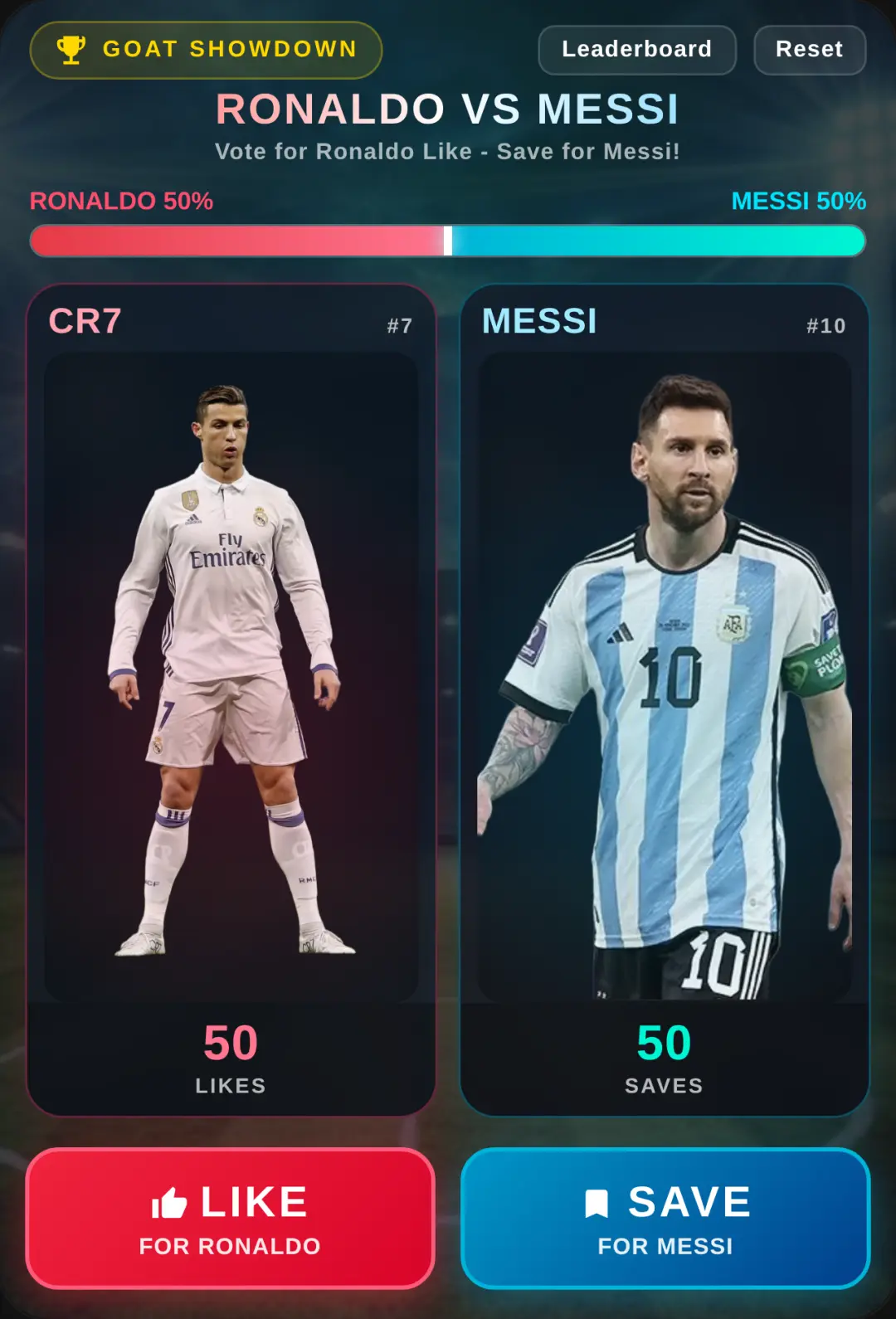 Ronaldo vs Messi - Like or Save cover