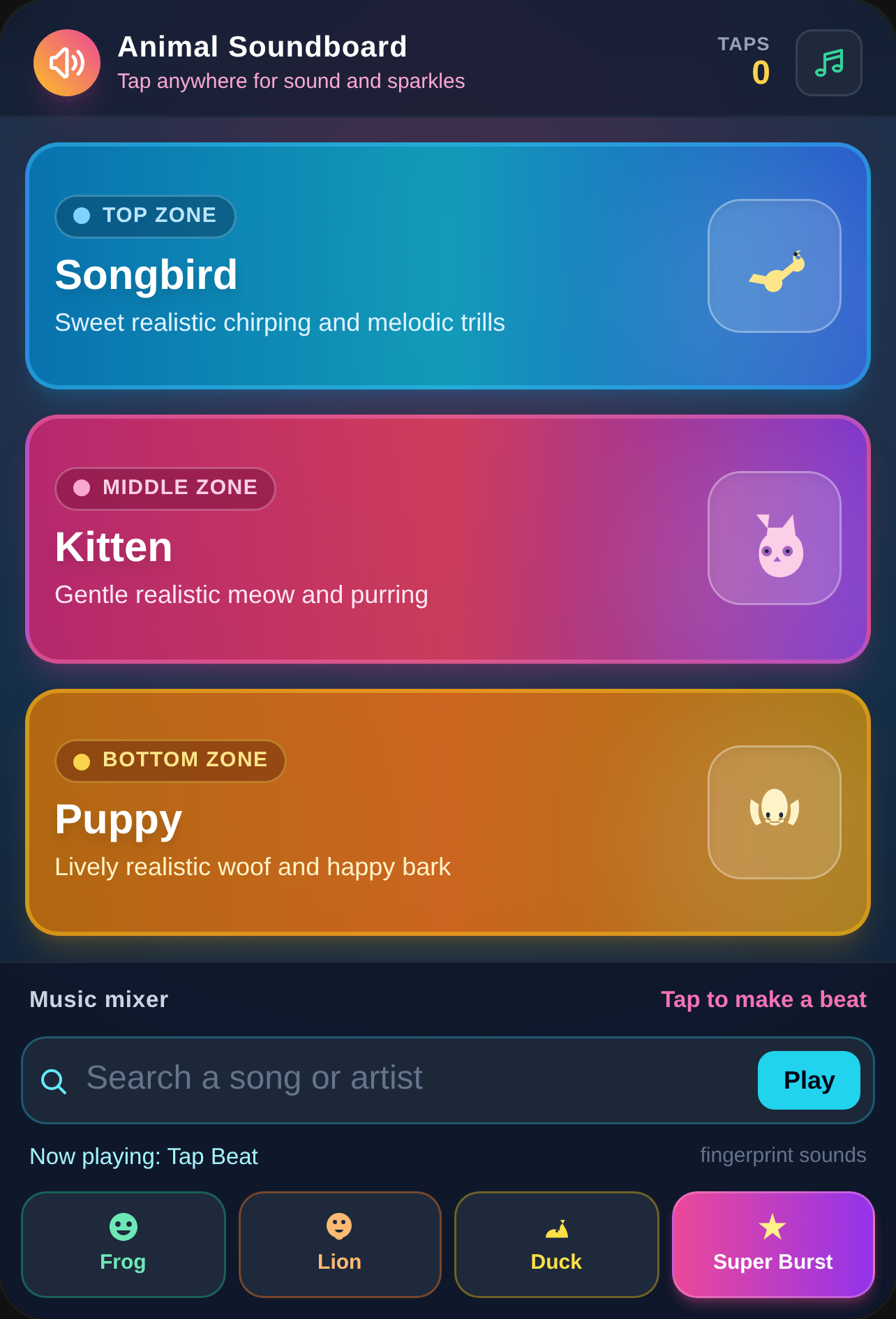 Animal Sparkle Soundboard cover