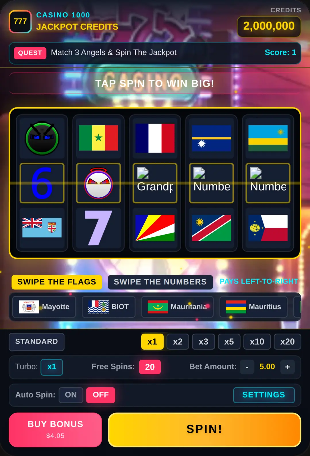 Jackpot Flags and Numbers Casino cover