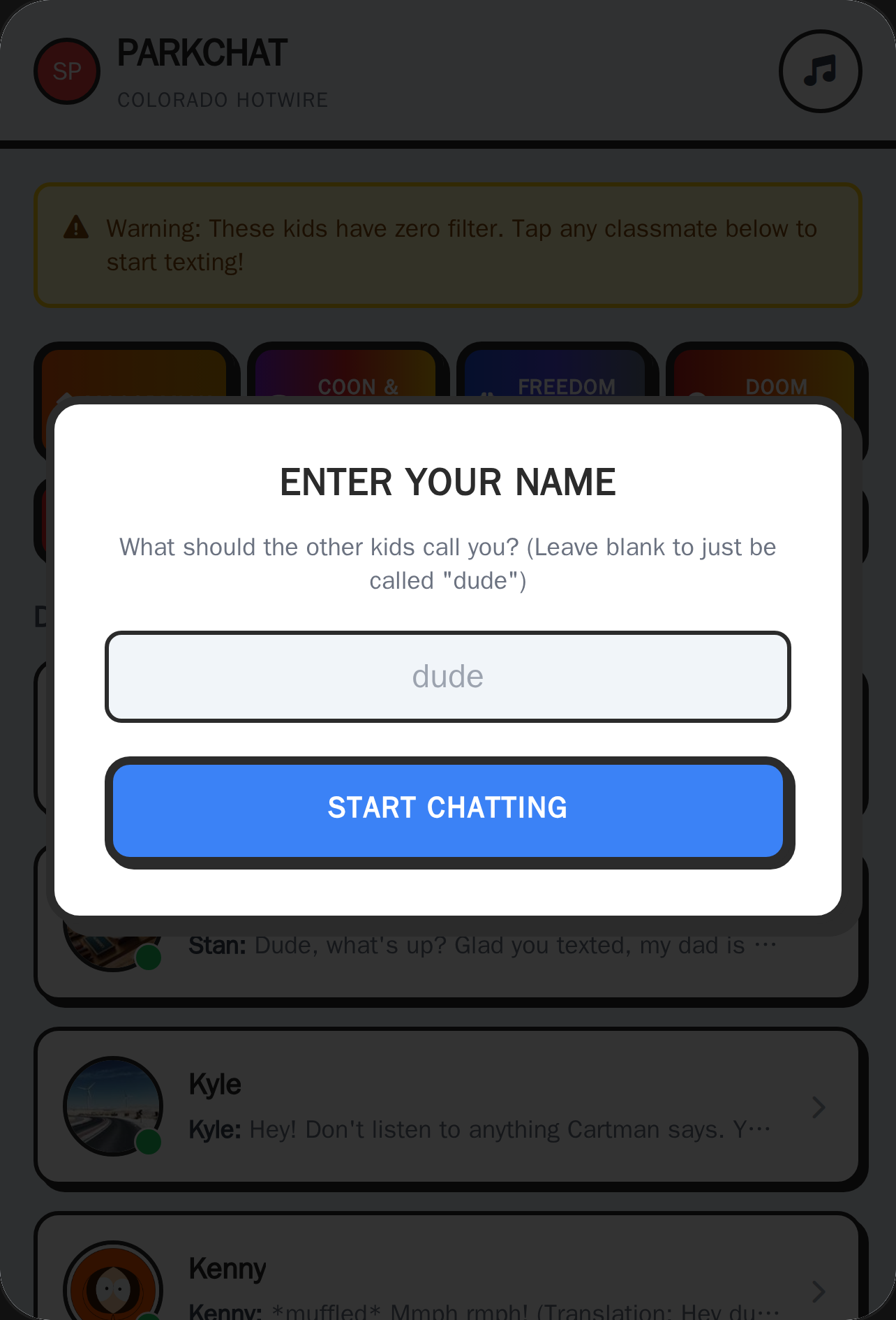 ParkChat - South Park Chat Simulator cover