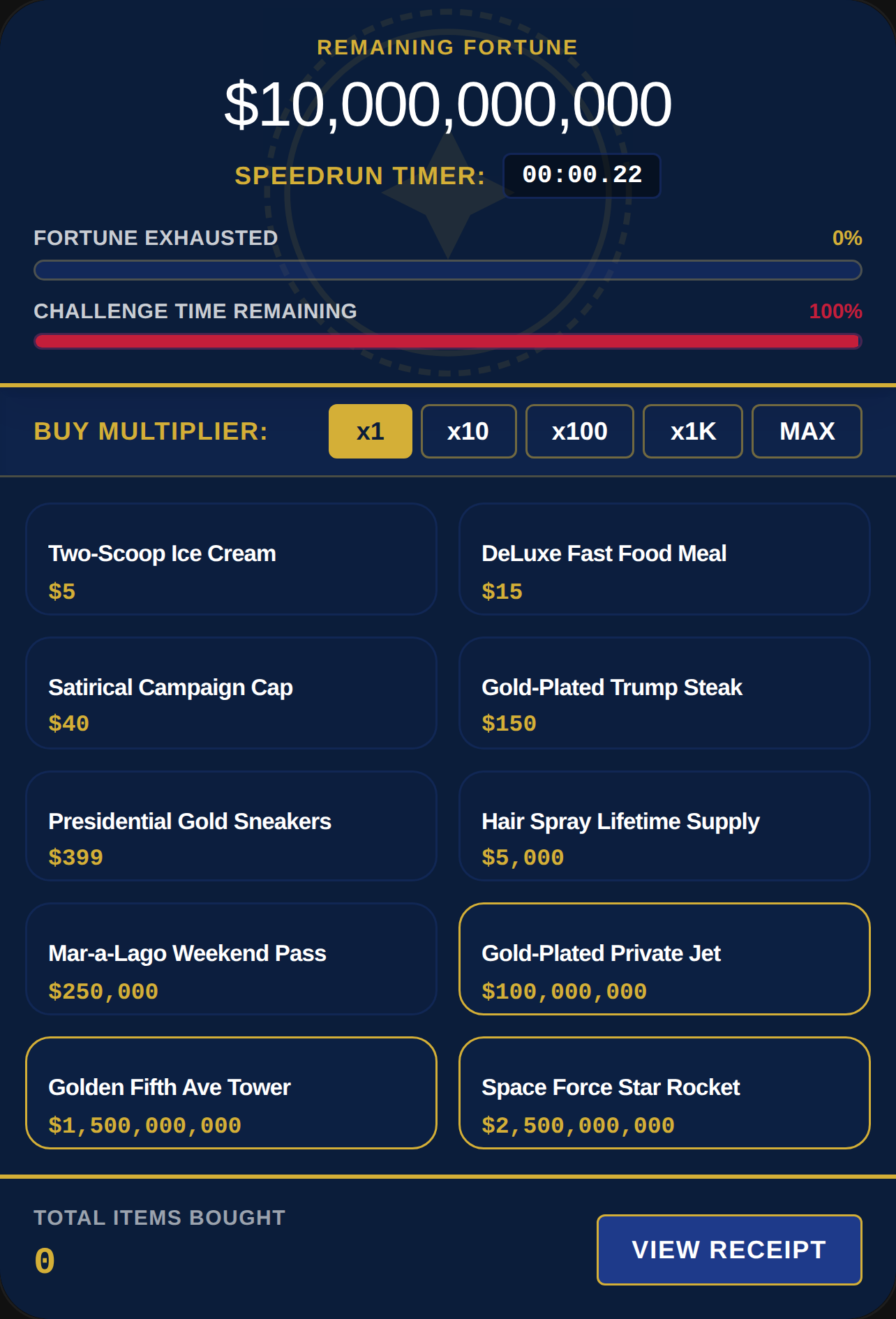 Spend Trump's Fortune Simulator cover