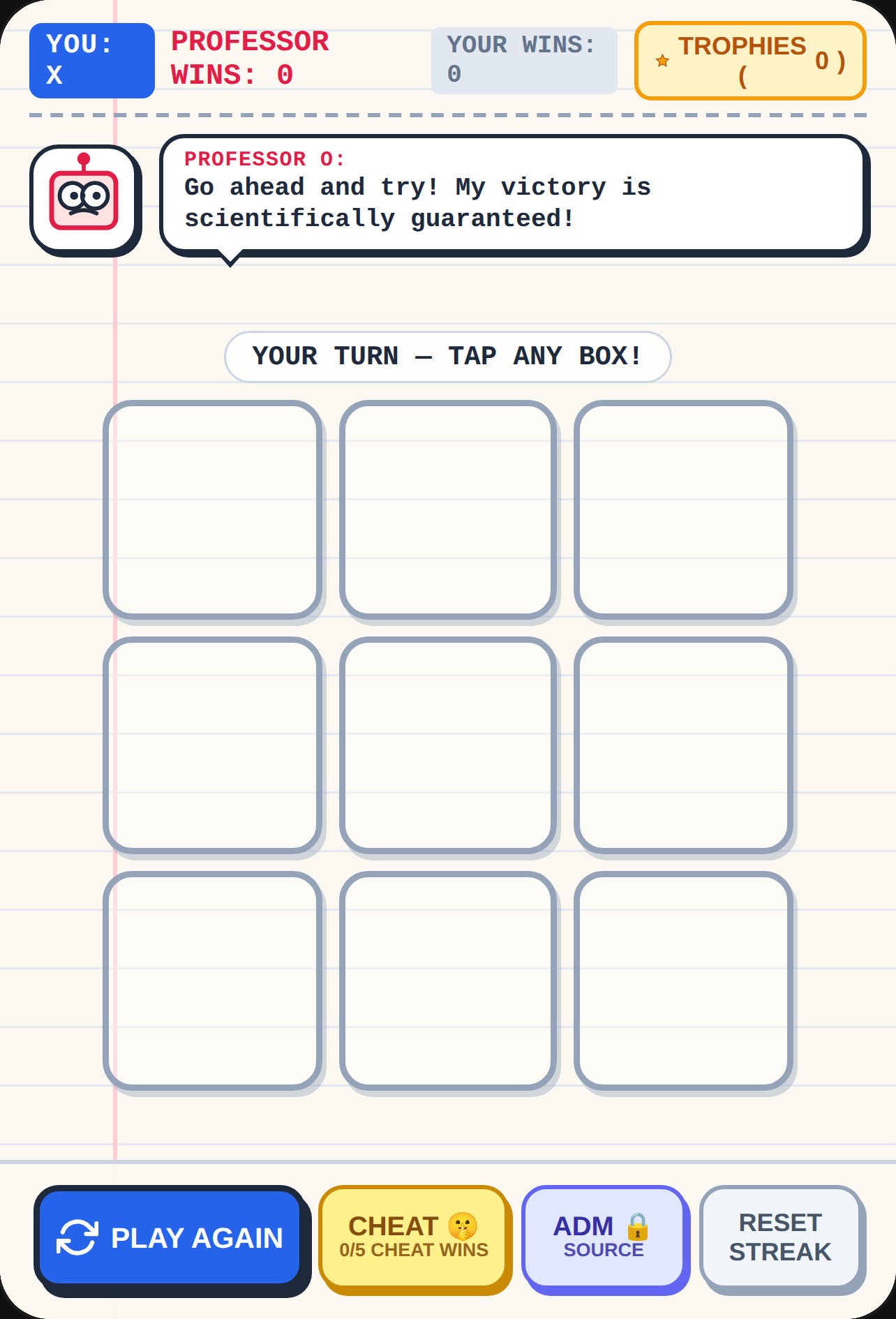 Tic-Tac-Toe: Professor O Always Wins! cover