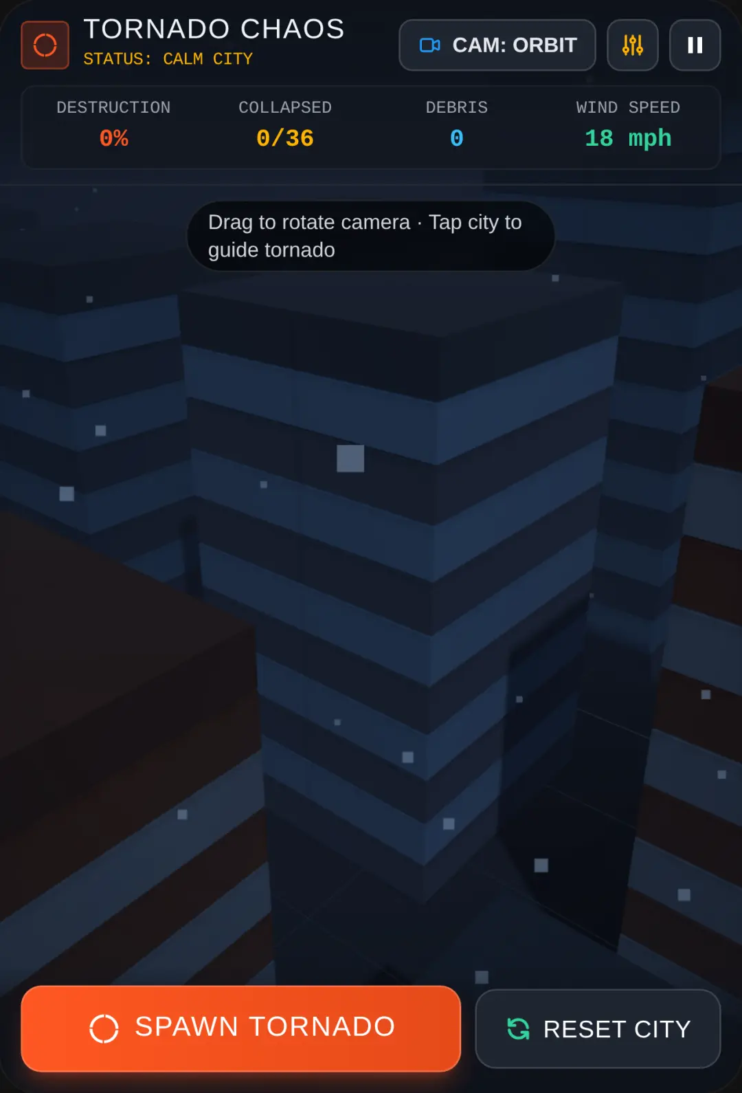 Tornado Chaos: City Destruction Simulator (click first person for better experience and must have device with good graphics or lag cover
