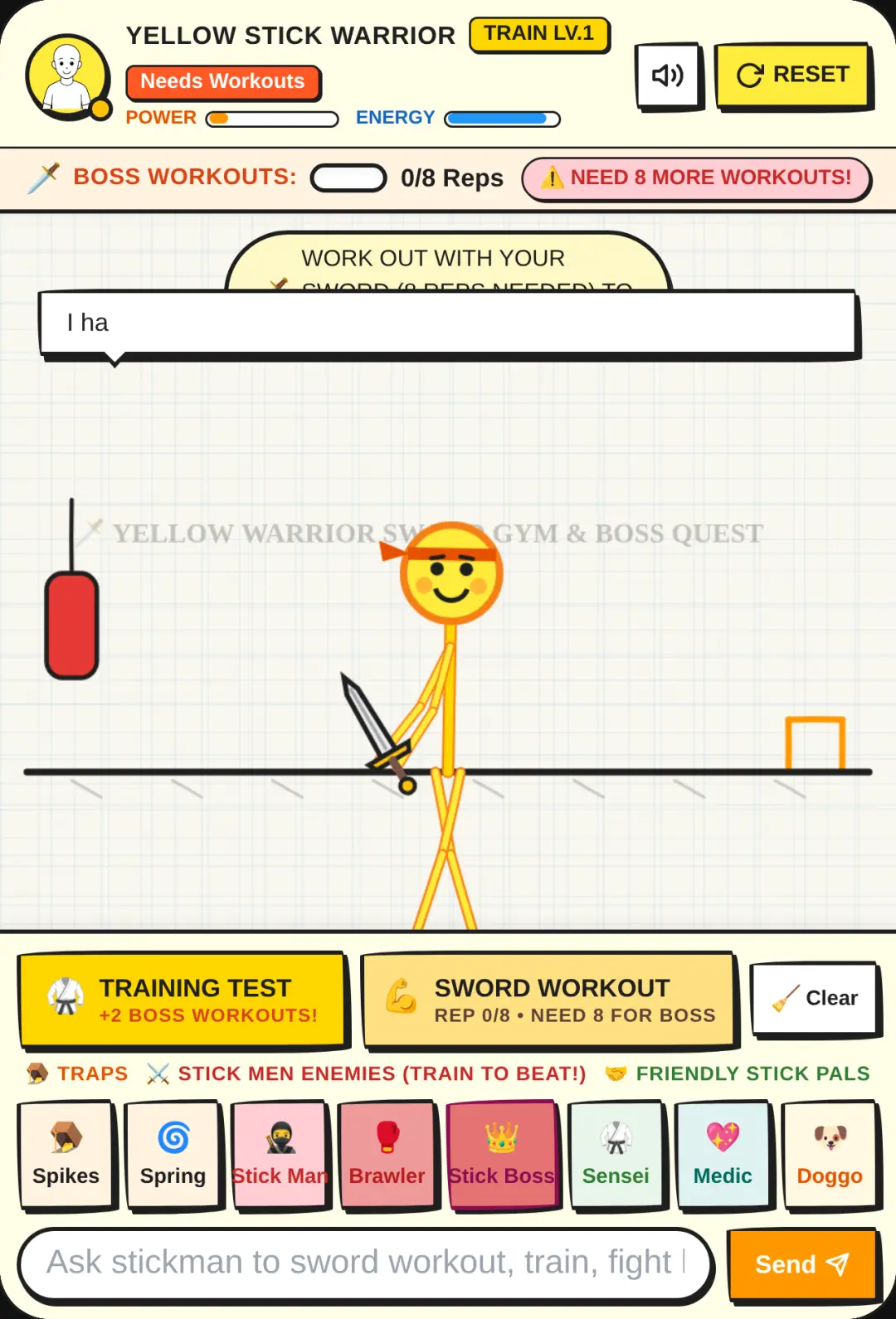 Yellow AI Stick Warrior - Sword Training & Boss Quest cover