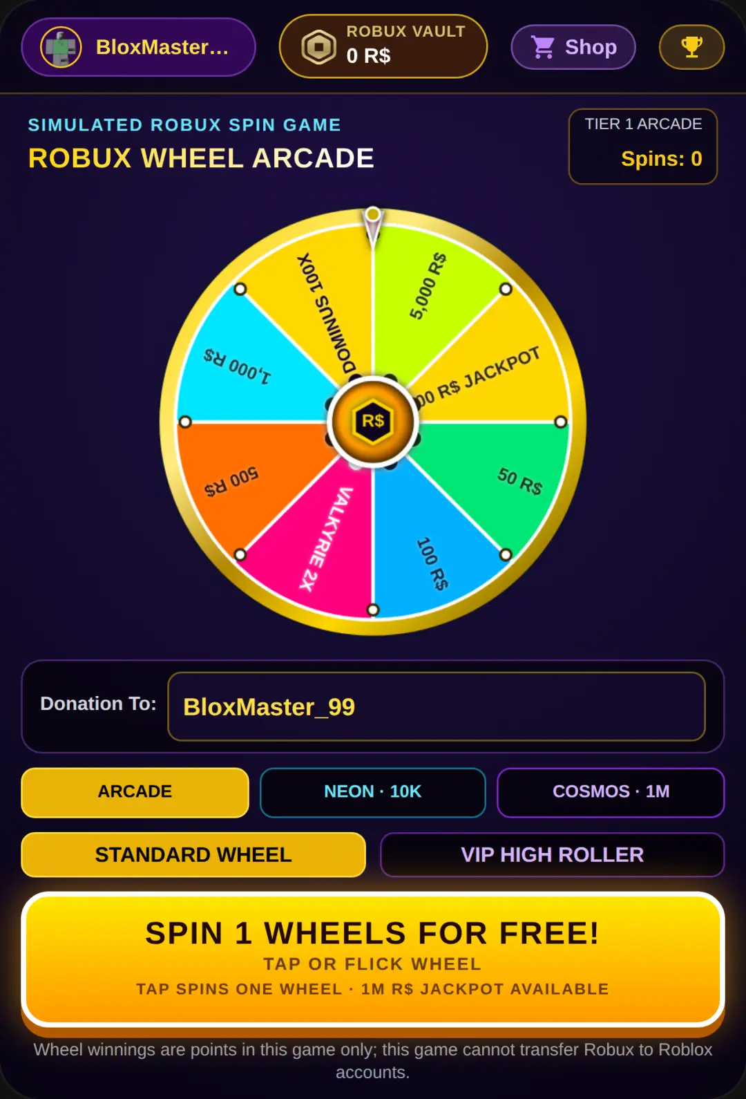 Robux Wheel Arcade cover