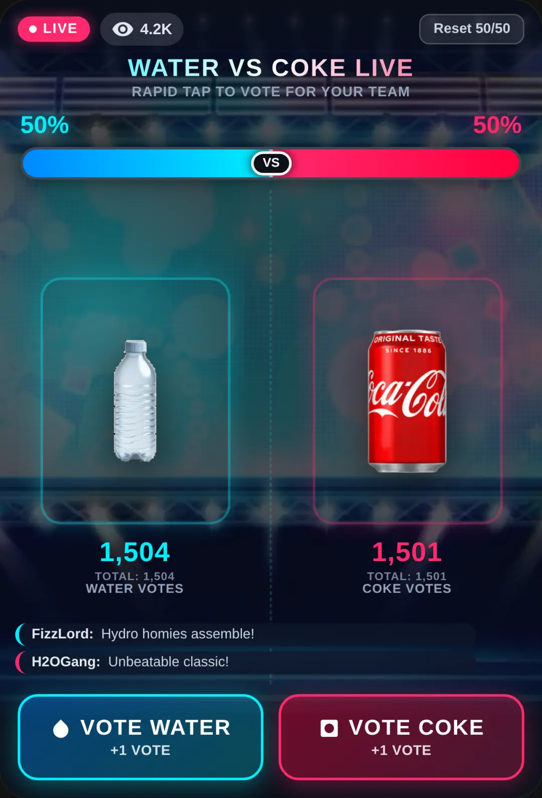 Water vs Coke Live Battle cover