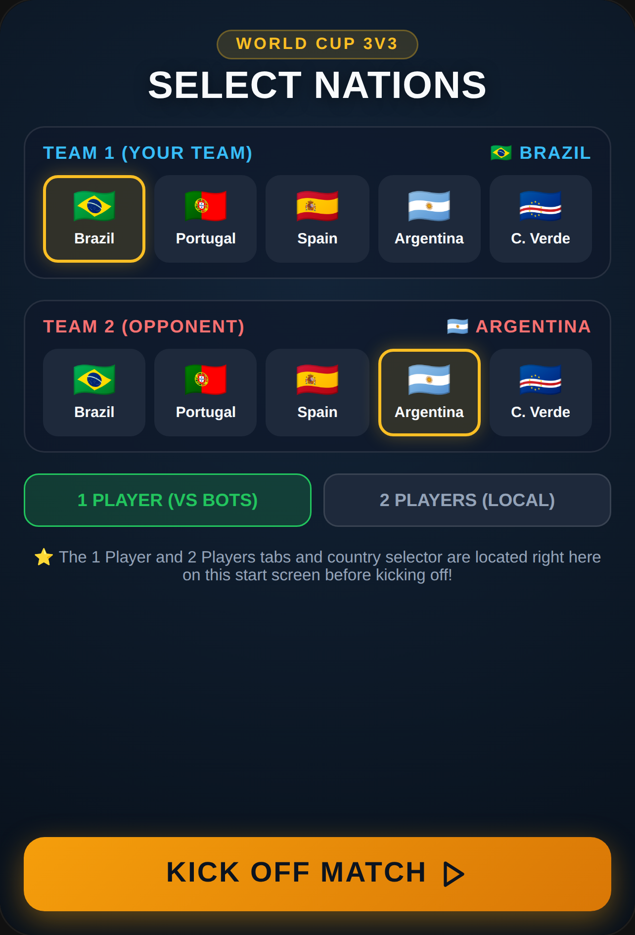World Stars 3v3 Soccer cover