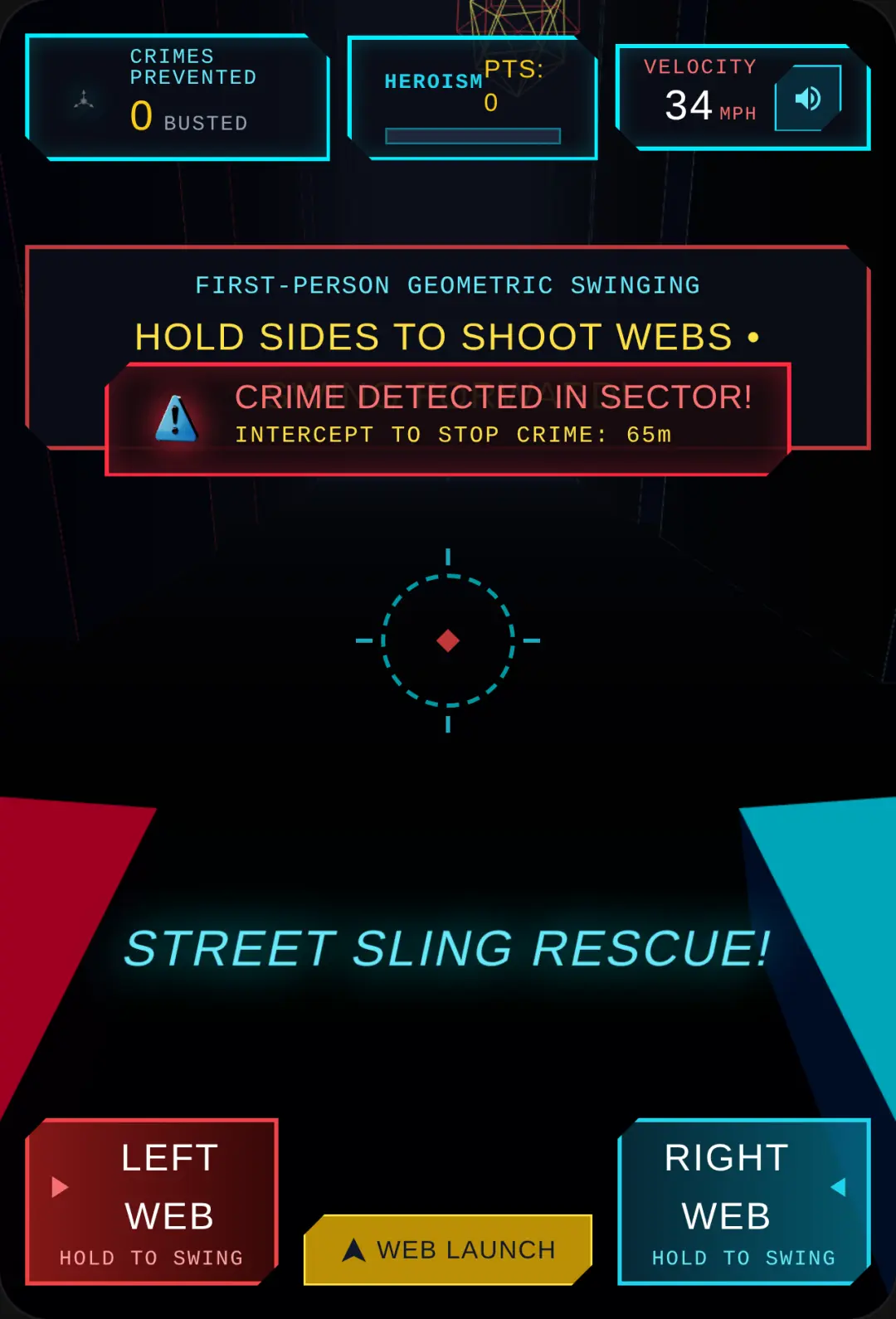 Geometric Spider-Hero: 3D First-Person Web Swing cover